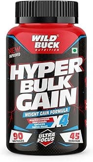 Hyper Bulk Gain Mass & Weight Gainer Capsule For Fast Muscle Gain,Daily Building Supplement Growth,Stamina Strength,For Men Women- 90 Cap,1 Count