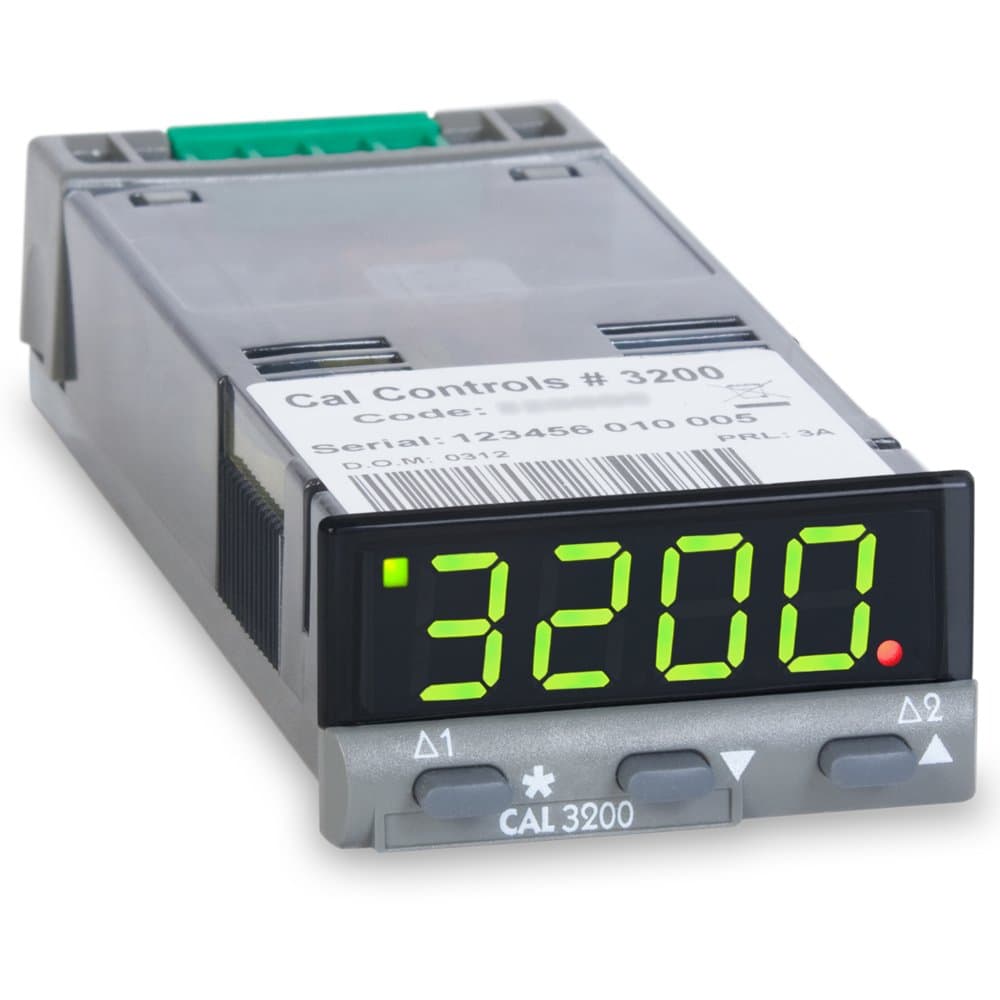 Cal 320050 CAL 3200 Series 1/32 DIN Temperature Controller, 24 V AC/DC, SSR Driver and Relay Outputs, Green LED