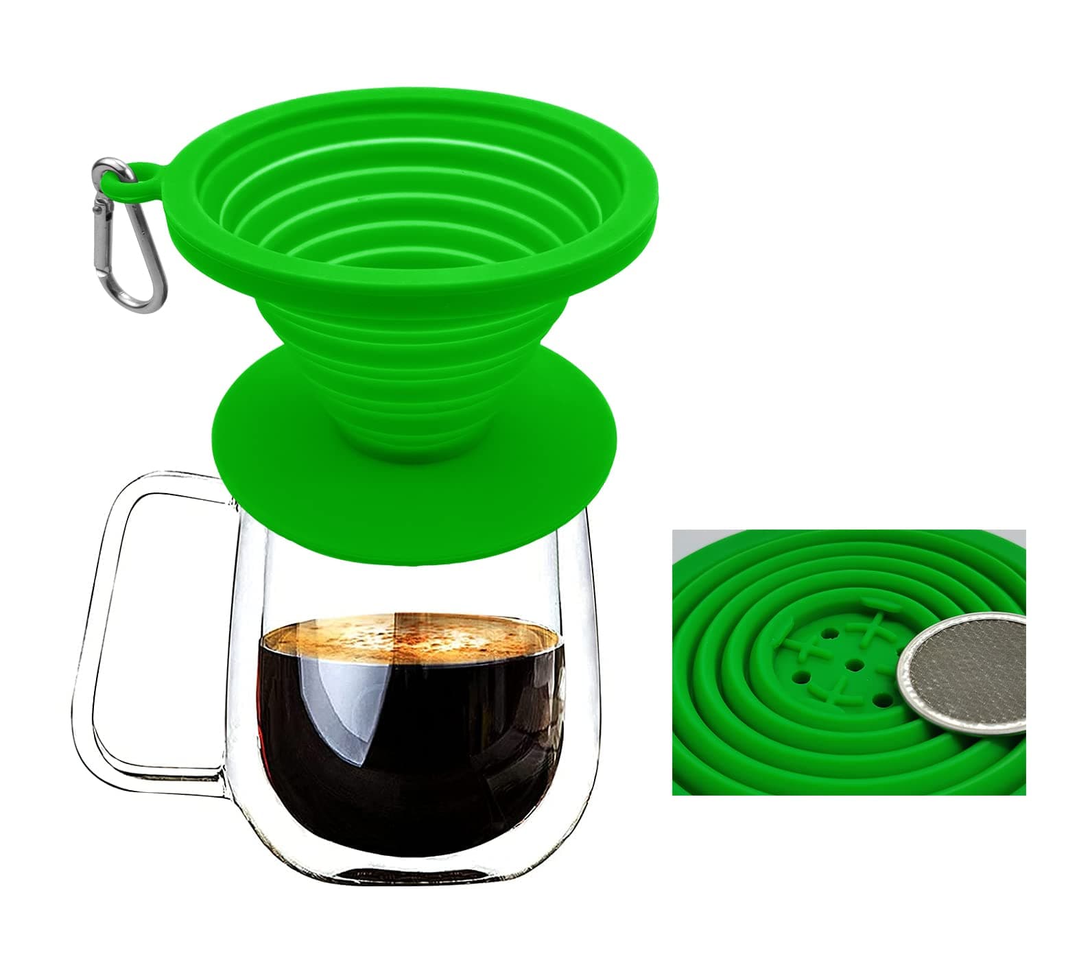 Pour Over Coffee Filter,Coffee Dripper, Coffee Maker,Paperless BPA Free Silicone Coffee Filter,Maker One to Two Cup Coffee,Keeping Nature Coffee Flavour,Easy to Use and Clean