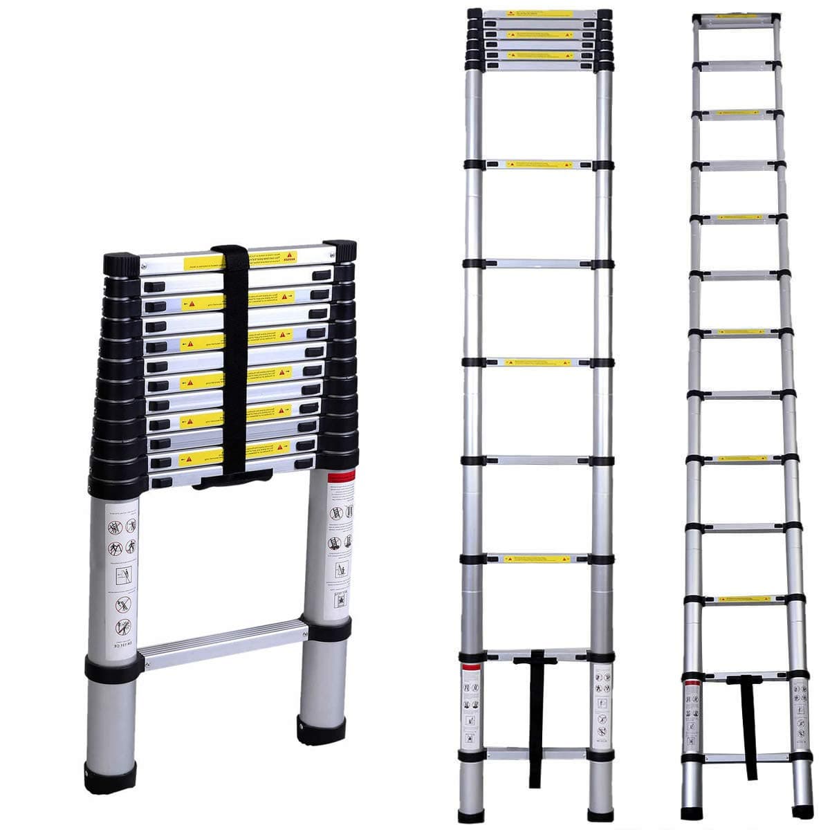 DIY Multi-Purpose Aluminium Telescopic Ladder Extension Extend - Portable Foldable 5M Telescopic Ladder, Max 150KKG Capacity