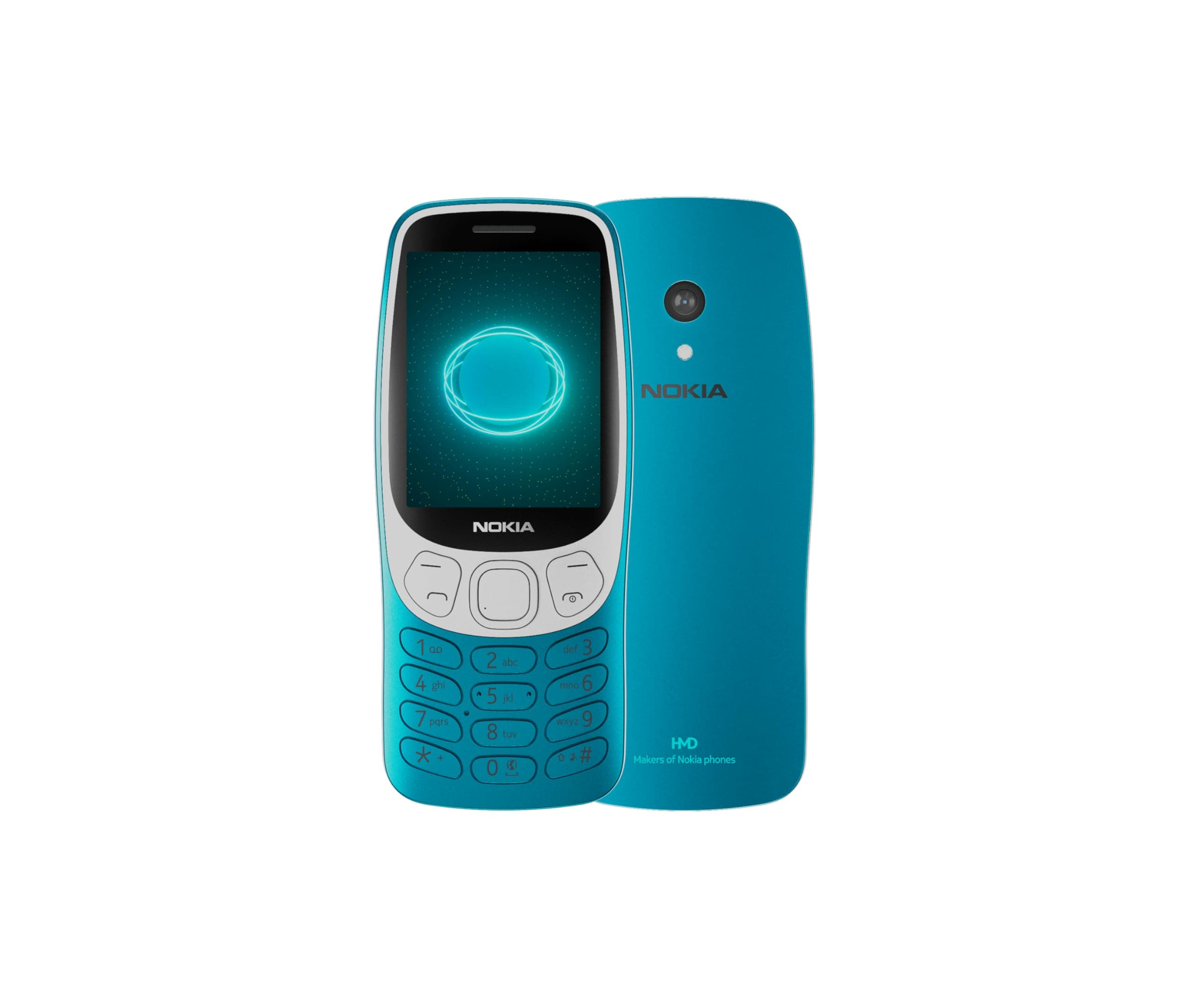 Nokia 3210 feature phone with 4G, 2.4" display, Retro design, 2MP camera, Dual SIM, Cloud Apps, 1450mAh battery, USB Type-C charging, Micro SD slot up to 32GB, Bluetooth 5.0 - Scuba Blue