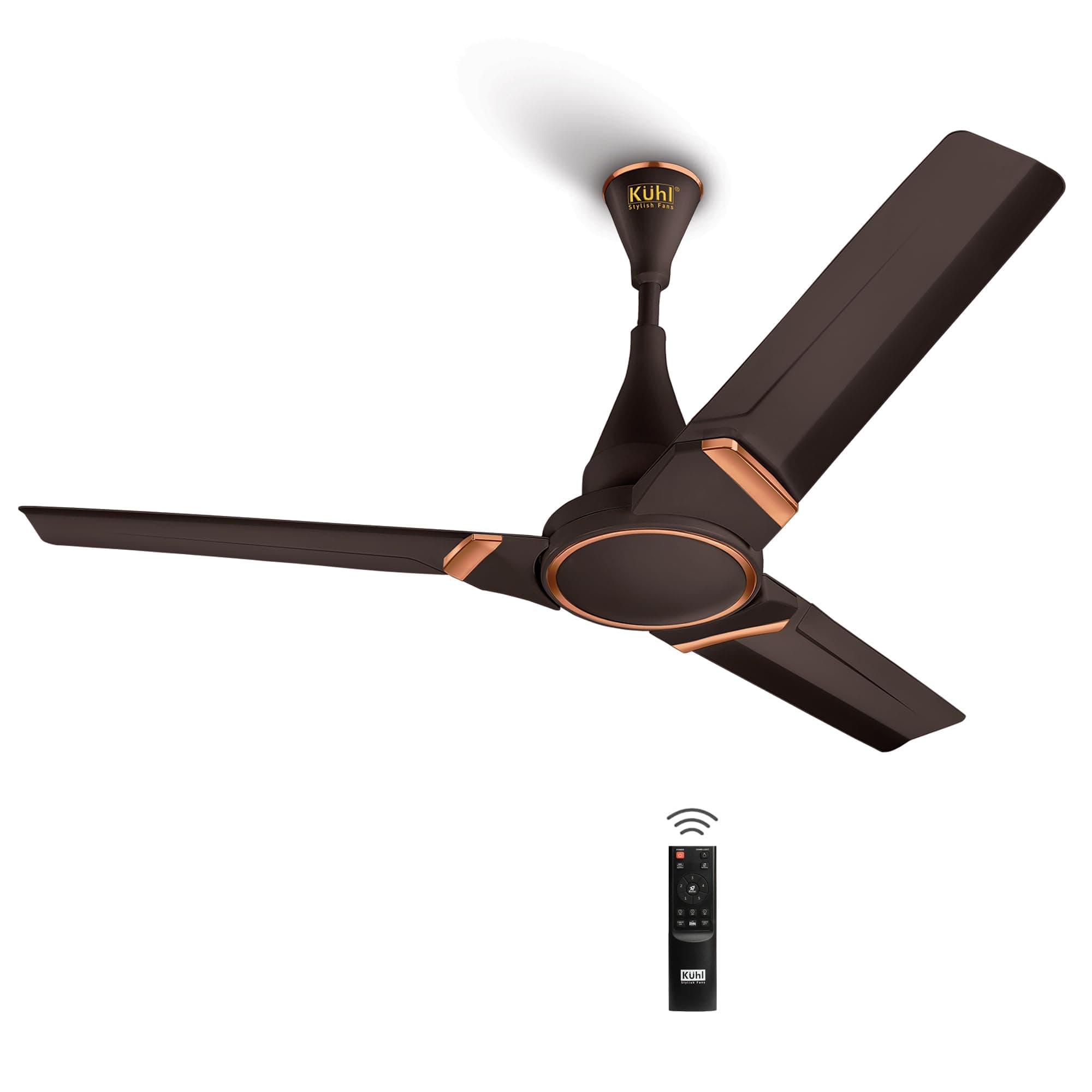 KUHL Prima A3 1200 Mm Bldc 65% Power Saving Bldc Ceiling Fan With Remote | Bee 5 Star Rated & Isi | High Air Flow | 5 Year Warranty | Espresso, Brown