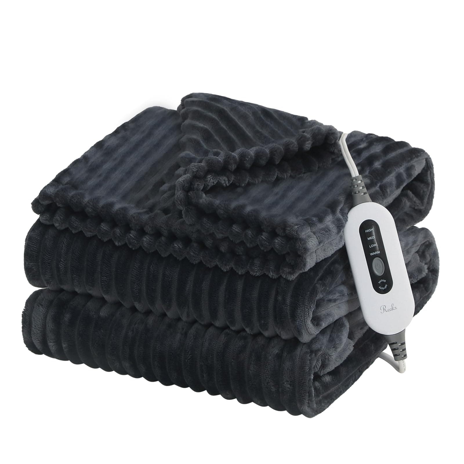 Reaks Heated Blanket Throw, Dark Grey