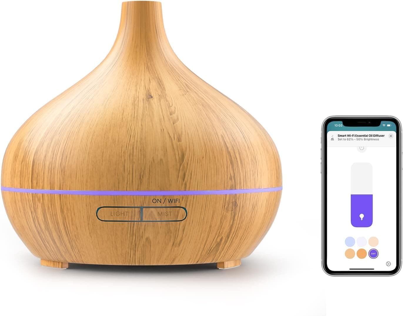 meross WiFi Oil Diffuser - Smart Ultrasonic Diffuser, Apple HomeKit Alexa Google for Home Bedroom Voice Control BPA-Free Ultra Quiet, Short Style-HomeKit Supported