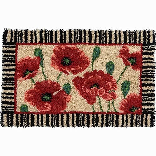 Herrschners Poppies & Stripes Latch Hook Kit