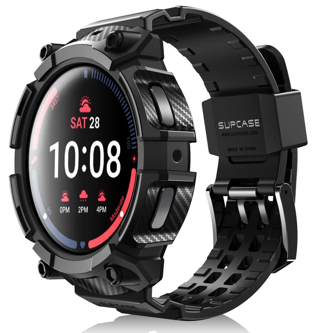 SUPCASE Galaxy Watch 5 Pro 45mm 2022 Protective Cover Replacement Band Shock Absorption with Integrated Band and Case Heavy Duty Watch Band Black UBPro Series, Black