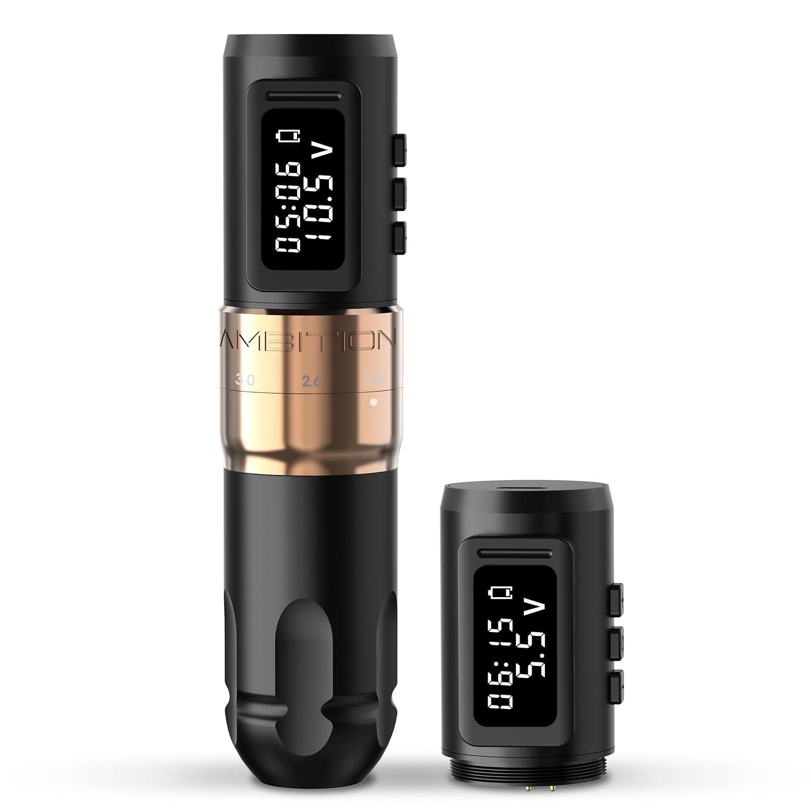 Ambition MARS-U Wireless Tattoo Machine with Adjustable Stroke - Rotary Cartridge Tattoo Machine Pen with Extra 1800mAh Power Coreless Motor Digital LED Display for Professional Tattoo Artist