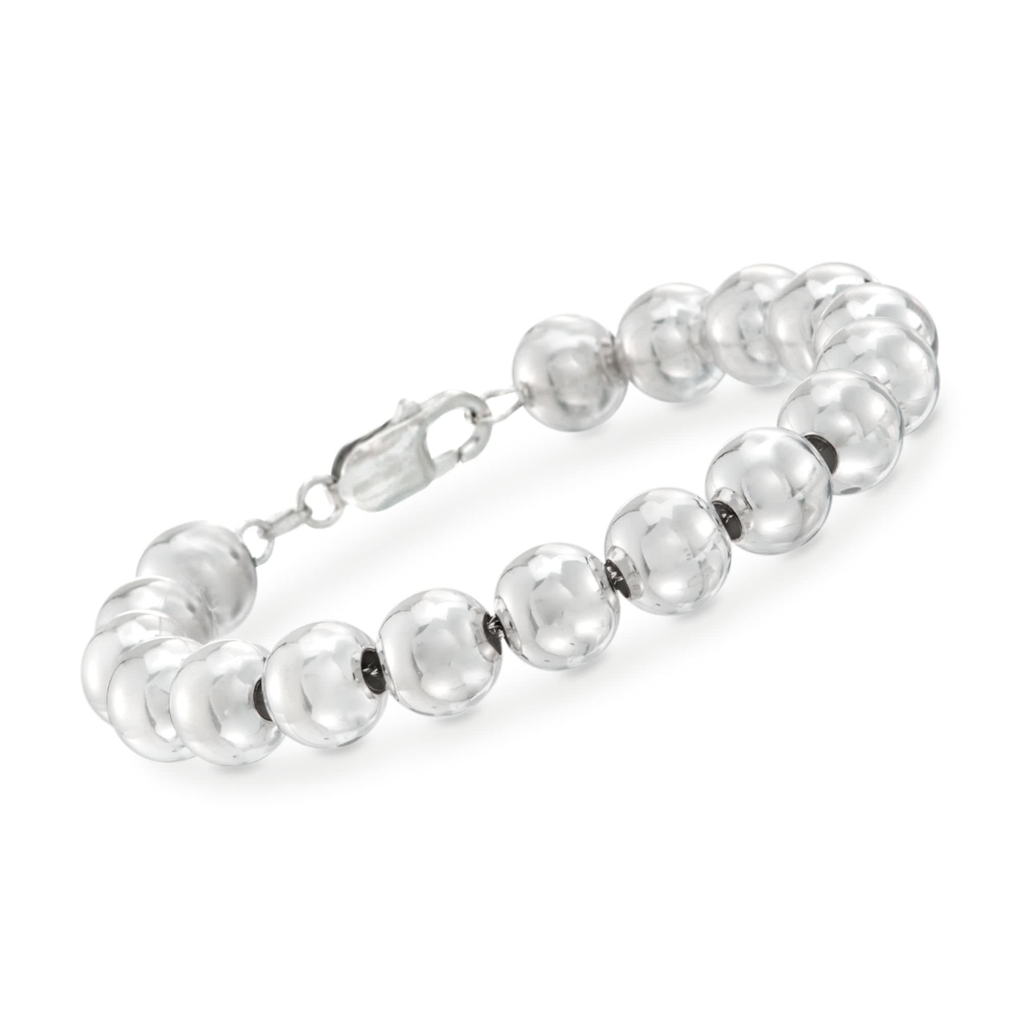 Italian 8mm Sterling Silver Bead Bracelet