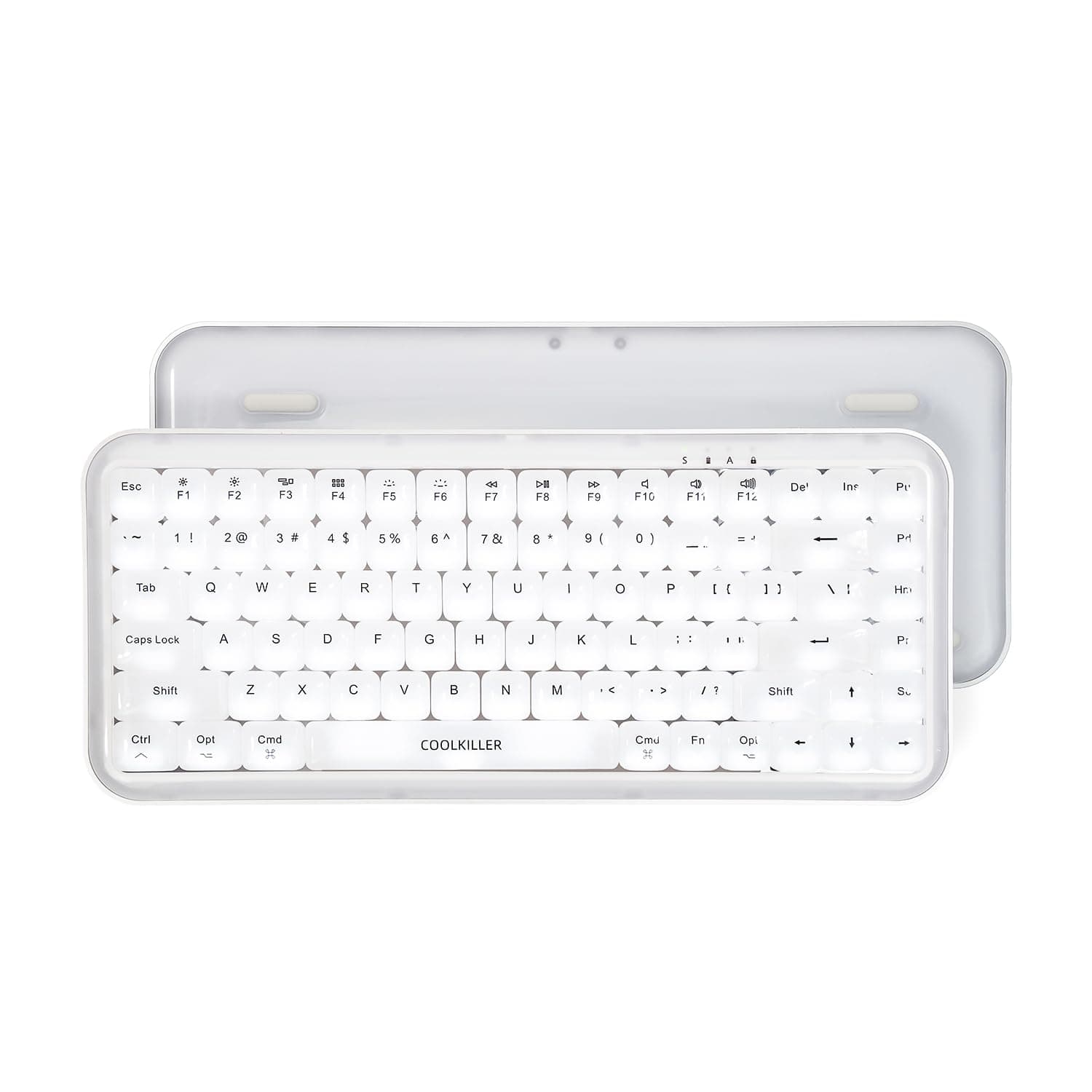 CoolKiller Balloon 84 Low Profile Mechanical Keyboard, Transparent Backlight Hot Swappable Keyboard with BT5.1/2.4G/USB-C Wireless Gaming Gasket Structure for Windows/Mac (White,Tactile Switches)