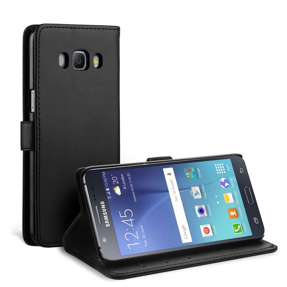 Simpeak Case Compatible with Samsung Galaxy J5 2016, Leather Flip Wallet Case Cover Replacement for Samsung Galaxy J5 2016, [Card Slots][Stand Feature][Magnetic Closure Snap], Black