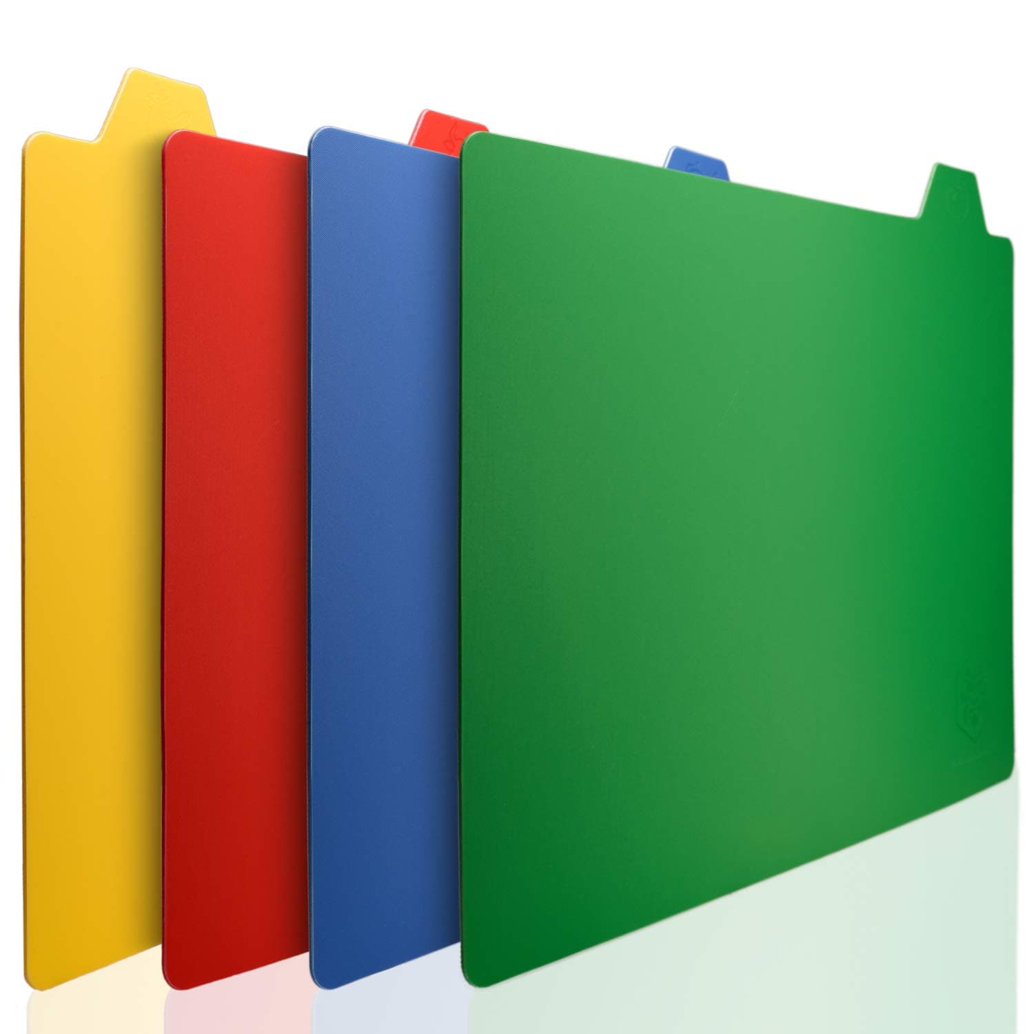 Kessaku Index Tabs Cutting Board 4 Piece Mat Set - Double Thick 2mm Durable, Lightweight & Flexible, Non-Slip Bottom, 12x15-Inches