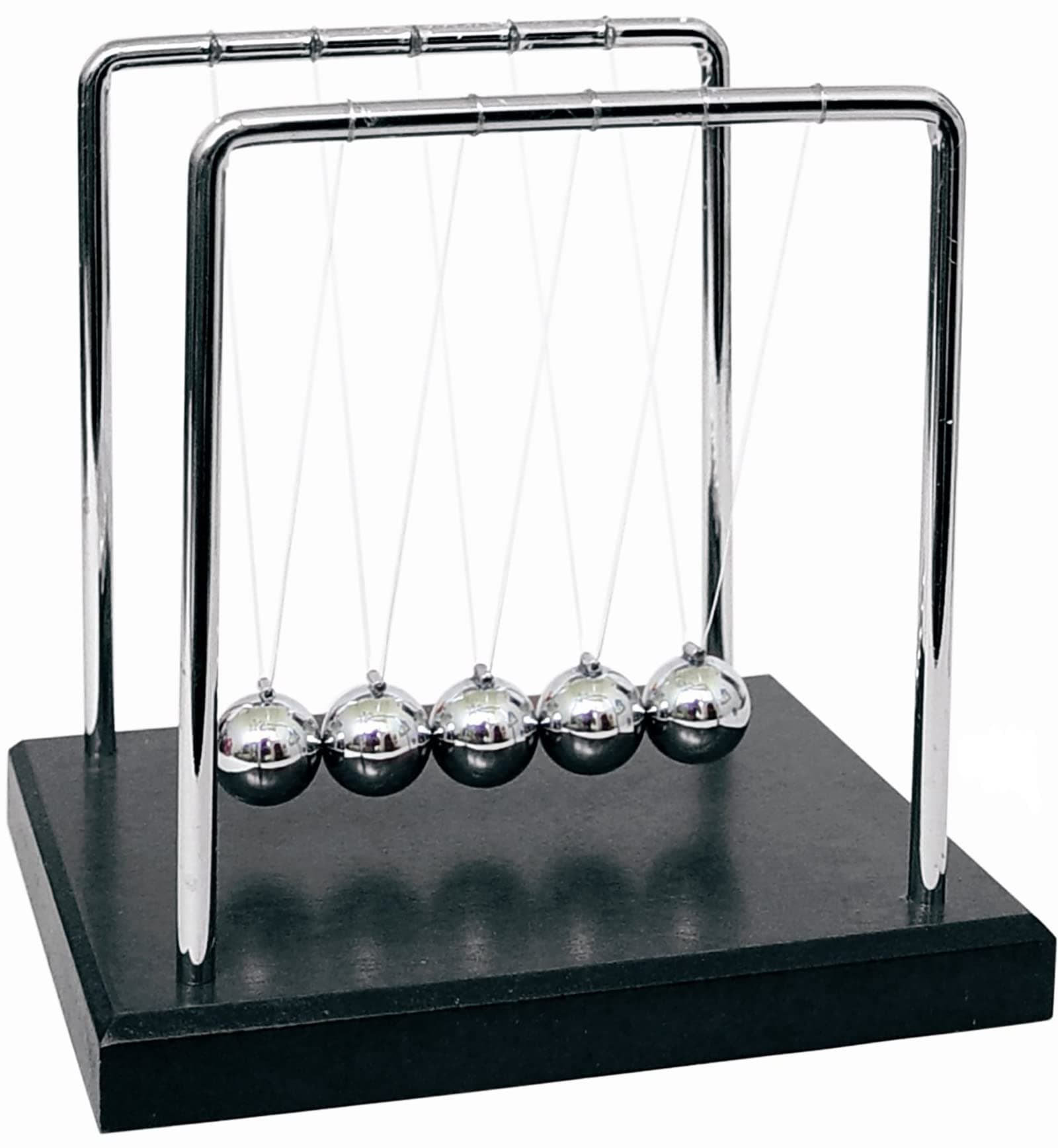 Forever Lover Newtons Cradle/Pendulum with 5 Balls, H-Shape Classic Swing Newton Balance Ball Science Physics Swinging Ball Toy for Office Home Decoration Science, 30+ Sec Swingtime
