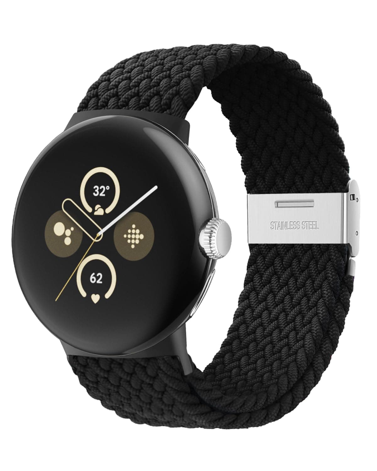 Stretchy Braided Bands Compatible with Google Pixel Watch 4 3 41mm/Pixel Watch 2 Band/Google Pixel Watch Band - Upgraded Connector - Elastic Nylon Breathable Sport Straps for Women Men