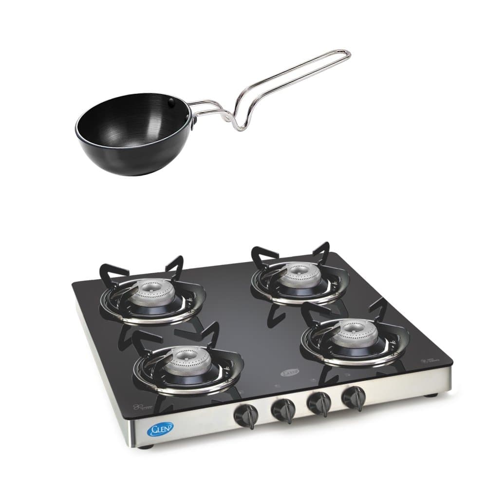 Glen 4 Burner Glass - Alda(Black/Silver)