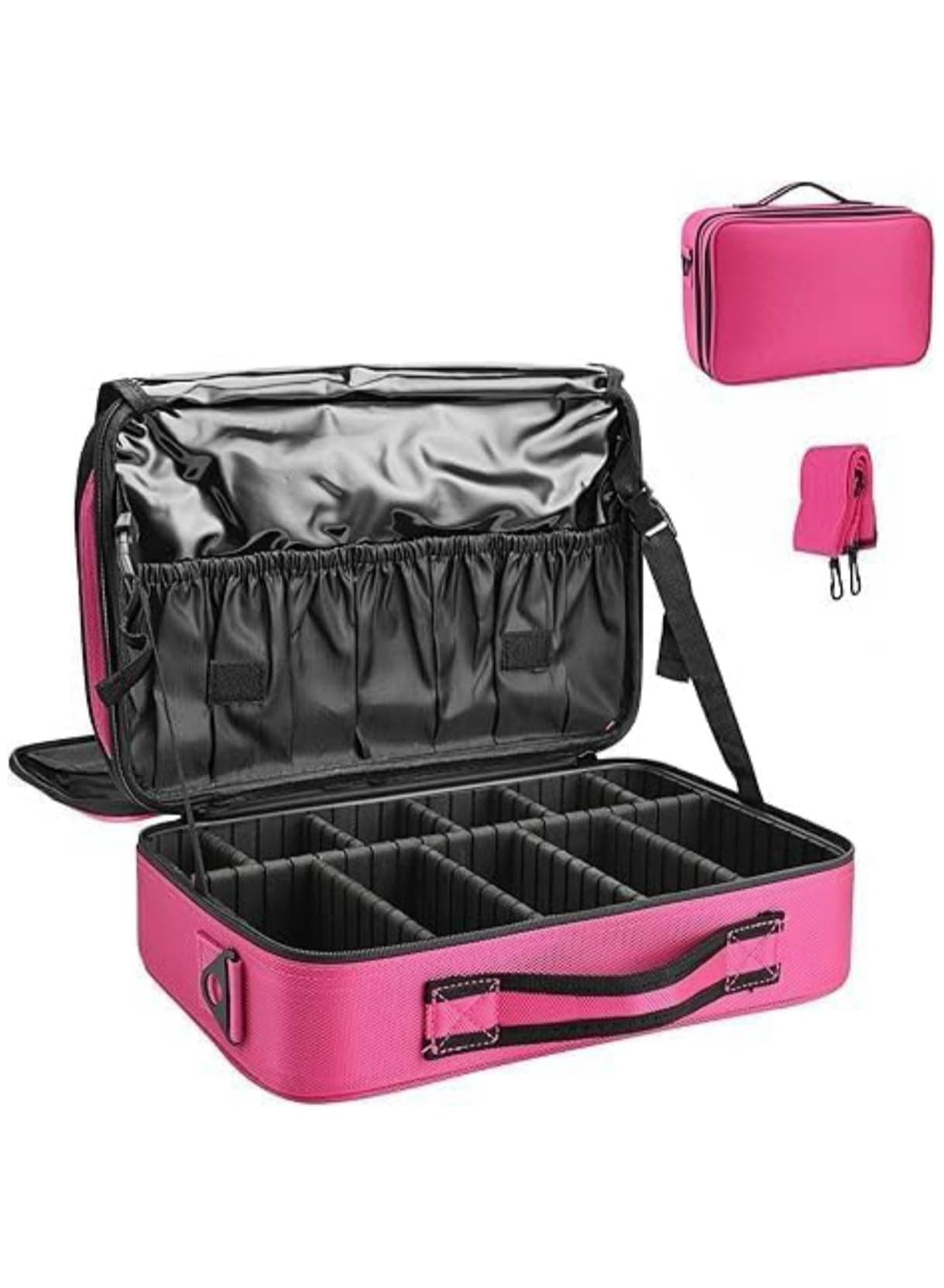 Large Capacity Makeup Brush Bag Case Cosmetic Pouch Storage Handle Organizer Travel,pink