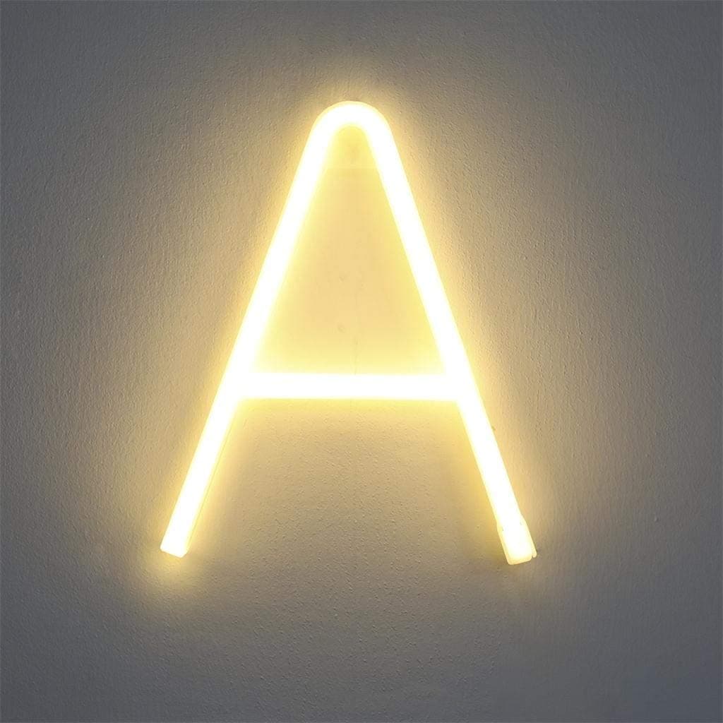 LEEDY English AlphanumericLight LED Battery Section Warm White Light Letters Alphabet Letter Lights Creative Night Lamp Decor for Home Party Bar Wedding Festival Decorative (A)