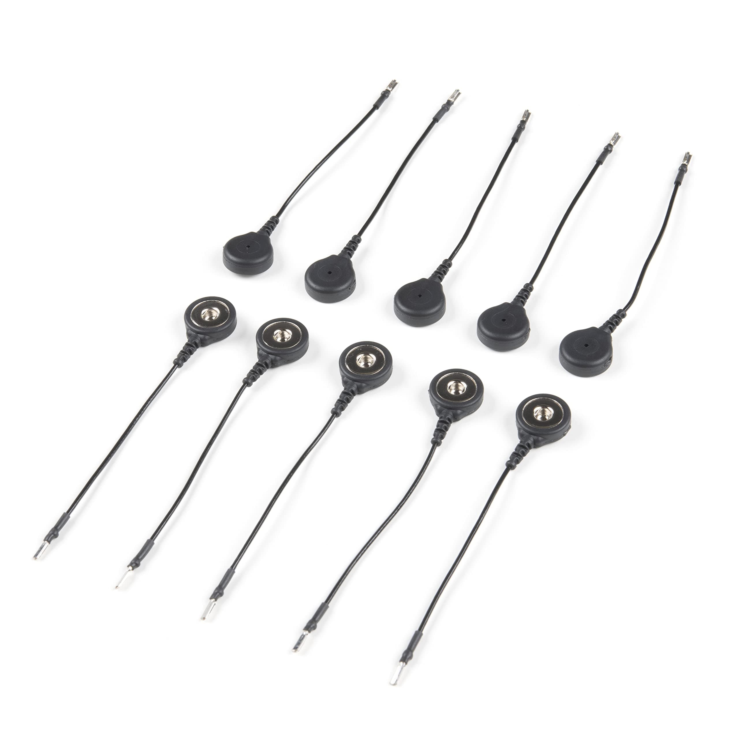 MyoWare 2.0 Reference Cable - 10 pack - Reach separate sections of the body or nonadjacent muscles near the targeted muscles - Attach a sensor pad to the electrode snap - Plug the pin into its housing