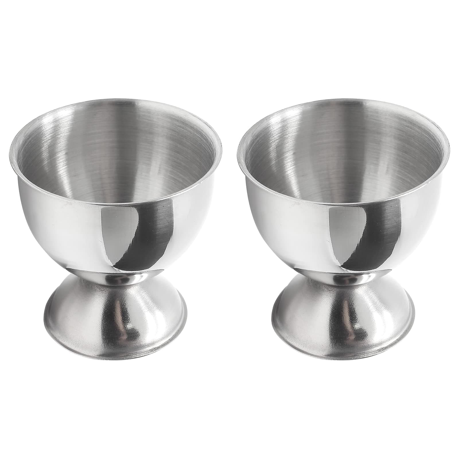 2pcs Silver Egg Cups Stainless Steel Egg Holder, Soft Boiled & Hard Boiled Egg Tray Kitchen Gadgets Tools, 46mm x 48mm Small Egg Cup