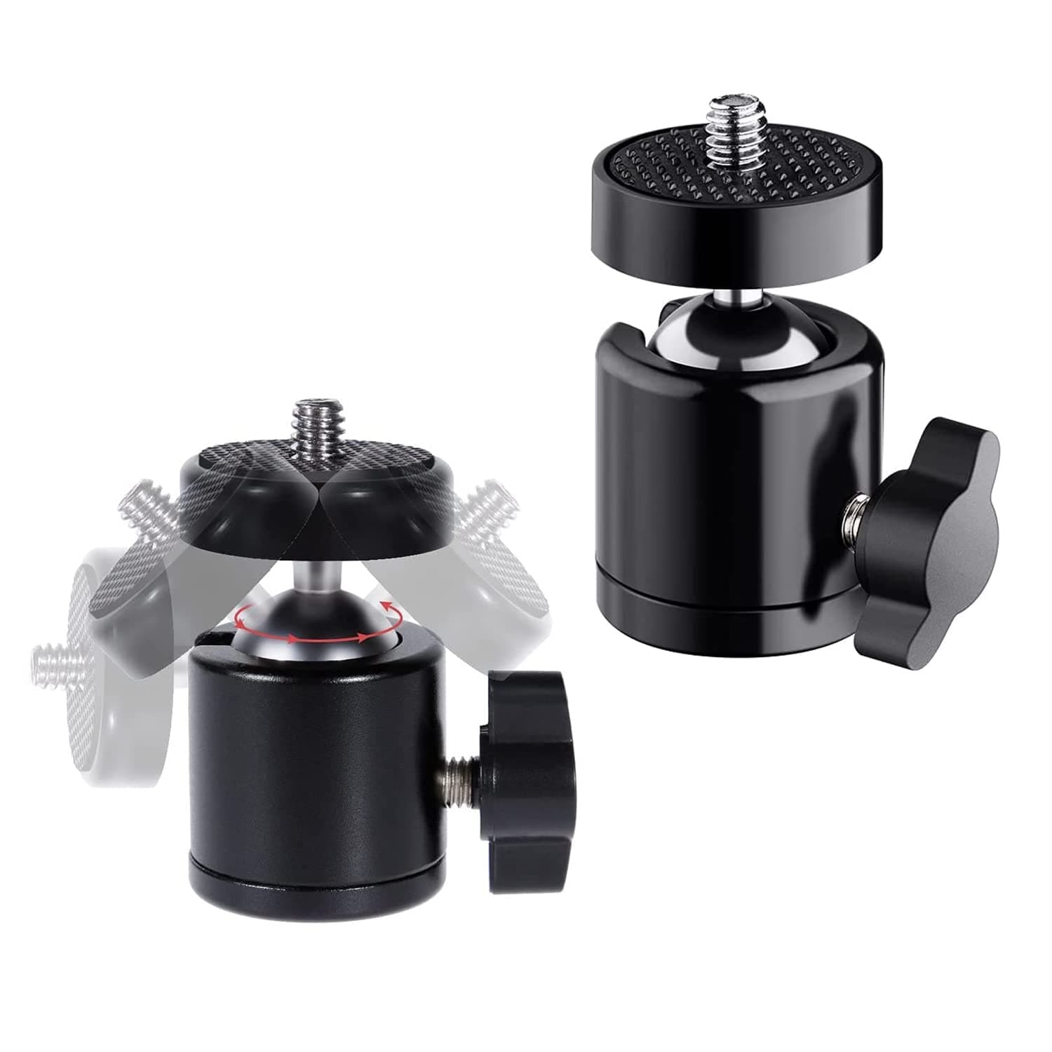 Tripod Mini Ball Head Mount with Removable 1/4" Hot Shoe Adapter 360°Swivel Camera Brackets BallHead Stand Support