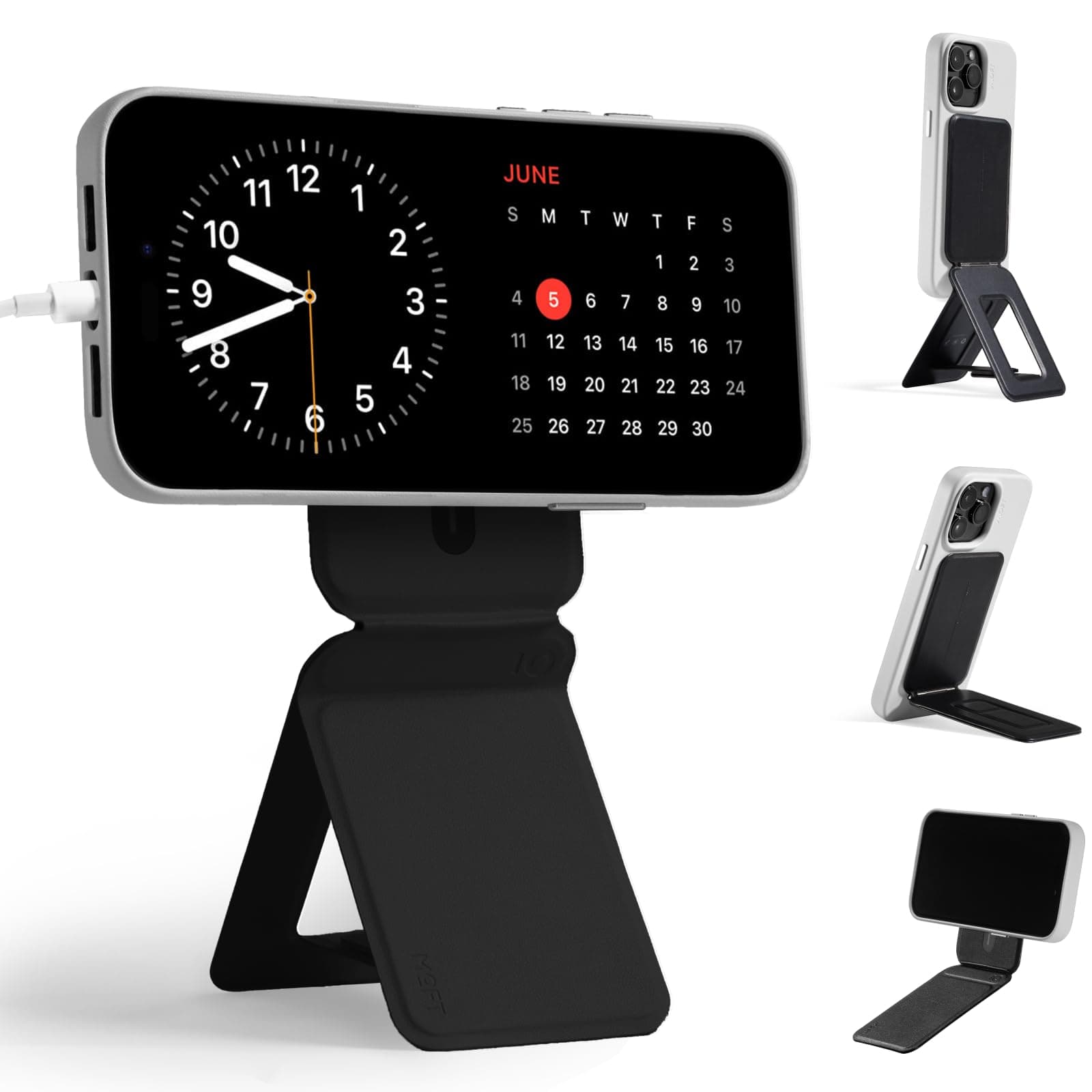 MOFT Phone Tripod Stand Compatible with iPhone 15/14/13/12 Series, Jet Black（MOVAS）