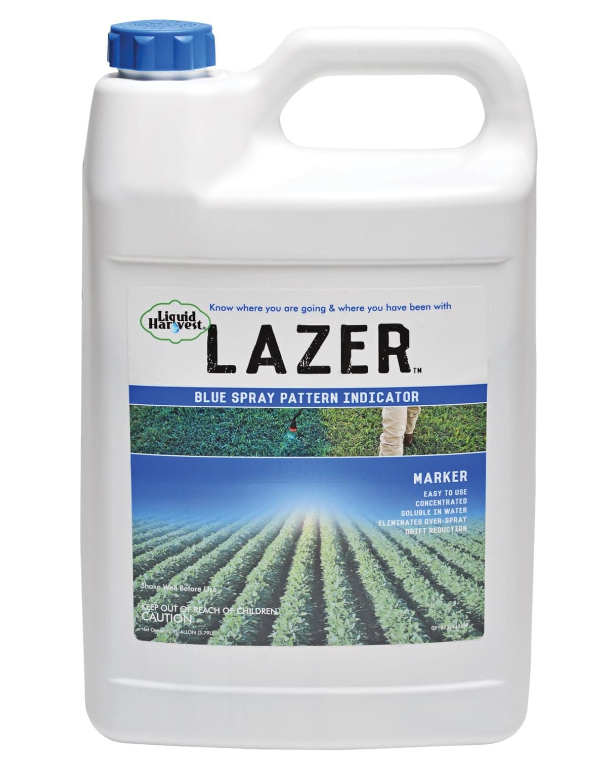 Liquid Harvest Lazer Blue Concentrated Spray Pattern Indicator - 1 Gallon (128 Ounces) - Perfect Weed Spray Dye, Herbicide Dye, Fertilizer Marking Dye, Turf Mark and Blue Herbicide Marker
