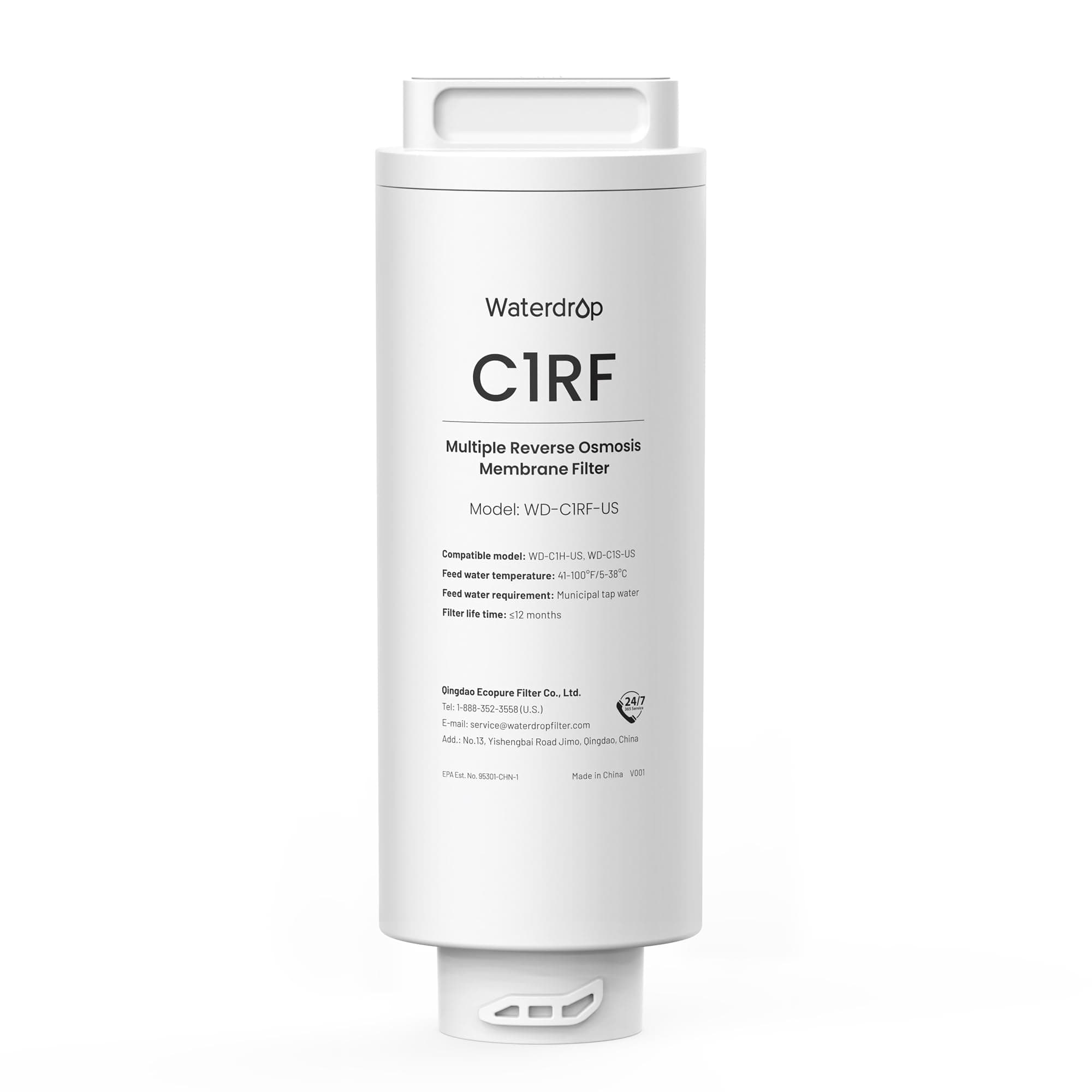 WaterdropWD-C1RF Filter with RO membrane, Replacement for WD-C1S and WD-C1H Countertop CoreRO System, 12-month Lifetime