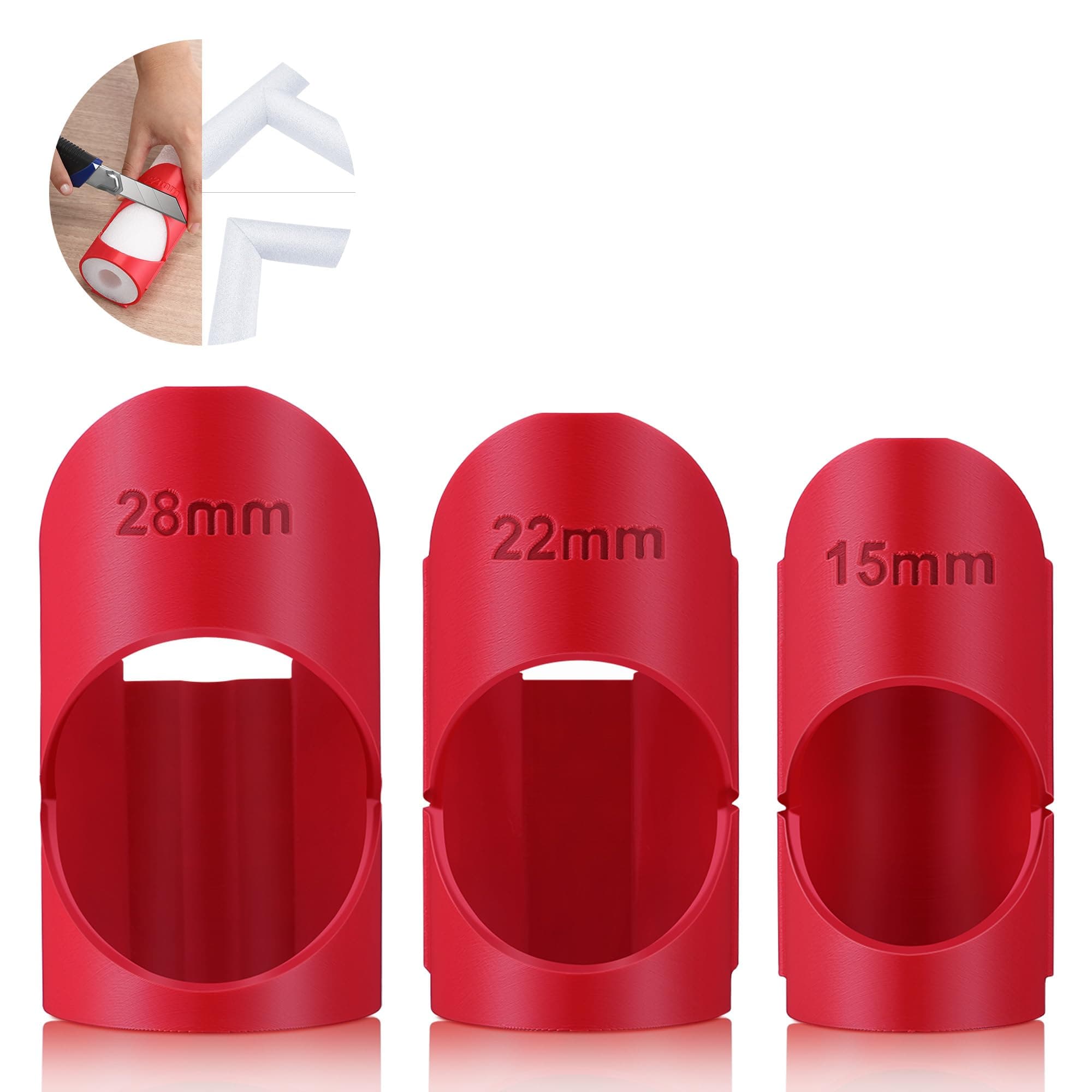 Sinmoe Pipe Lagging Insulation Foam Cutter Tool for 15mm, 22mm, 28mm Lagging Jig for Copper Pipe Insulation, Pipe Lagging Mitre Tool Ideal Foam Pipe Lagging Cutter Slice for 45 Degree Angles(Red)