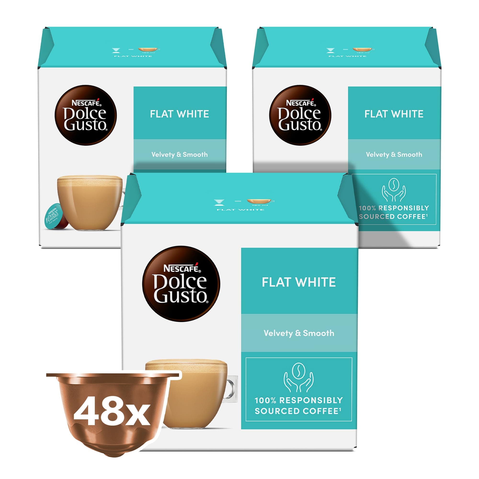 Nescafe Dolce Gusto Flat White Coffee 16 Capsules (Pack of 3)