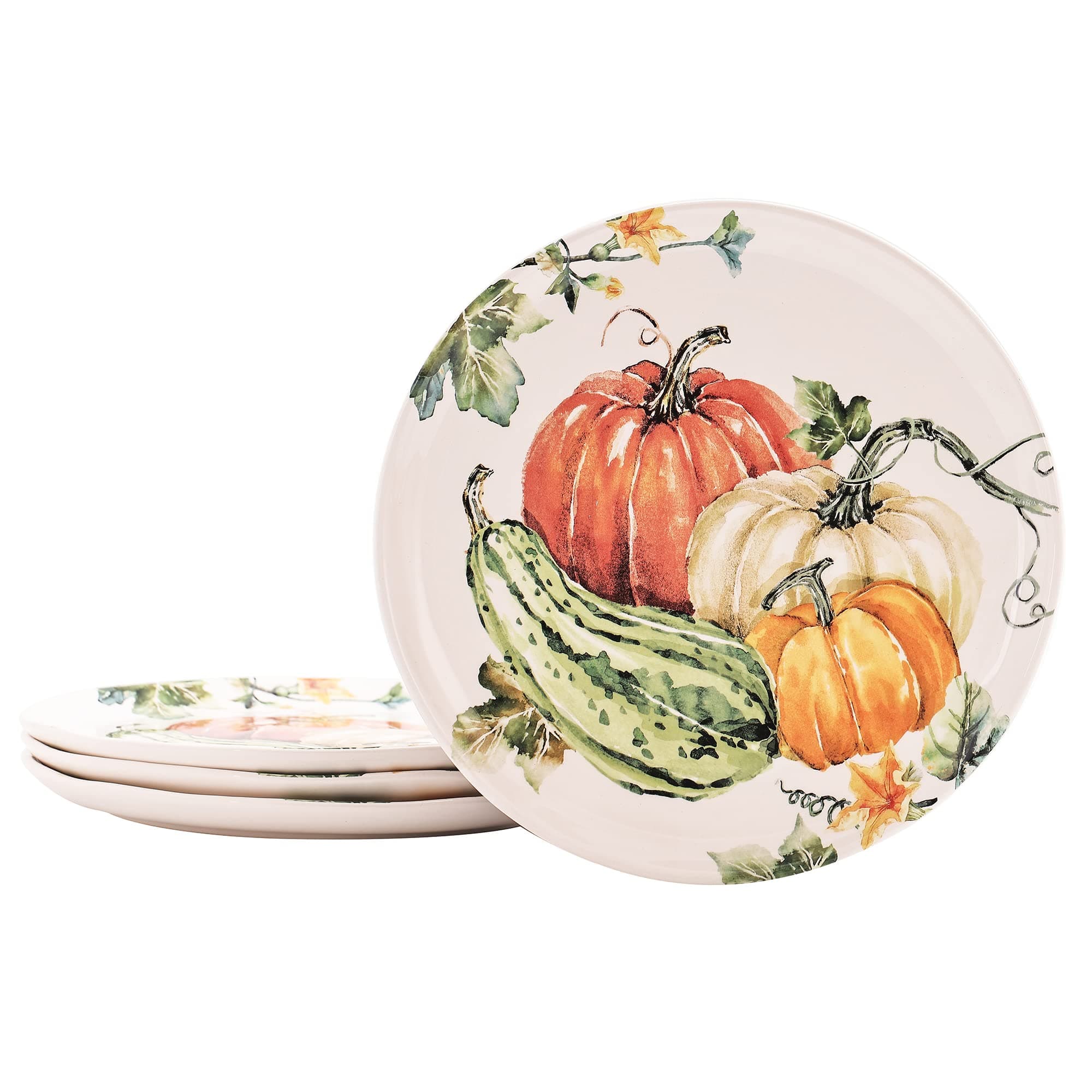 Bico Pumpkin Feast 27.6 cm Dinner Plates, Set of 4, for Pasta, Salad, Maincourse, Microwave & Dishwasher Safe