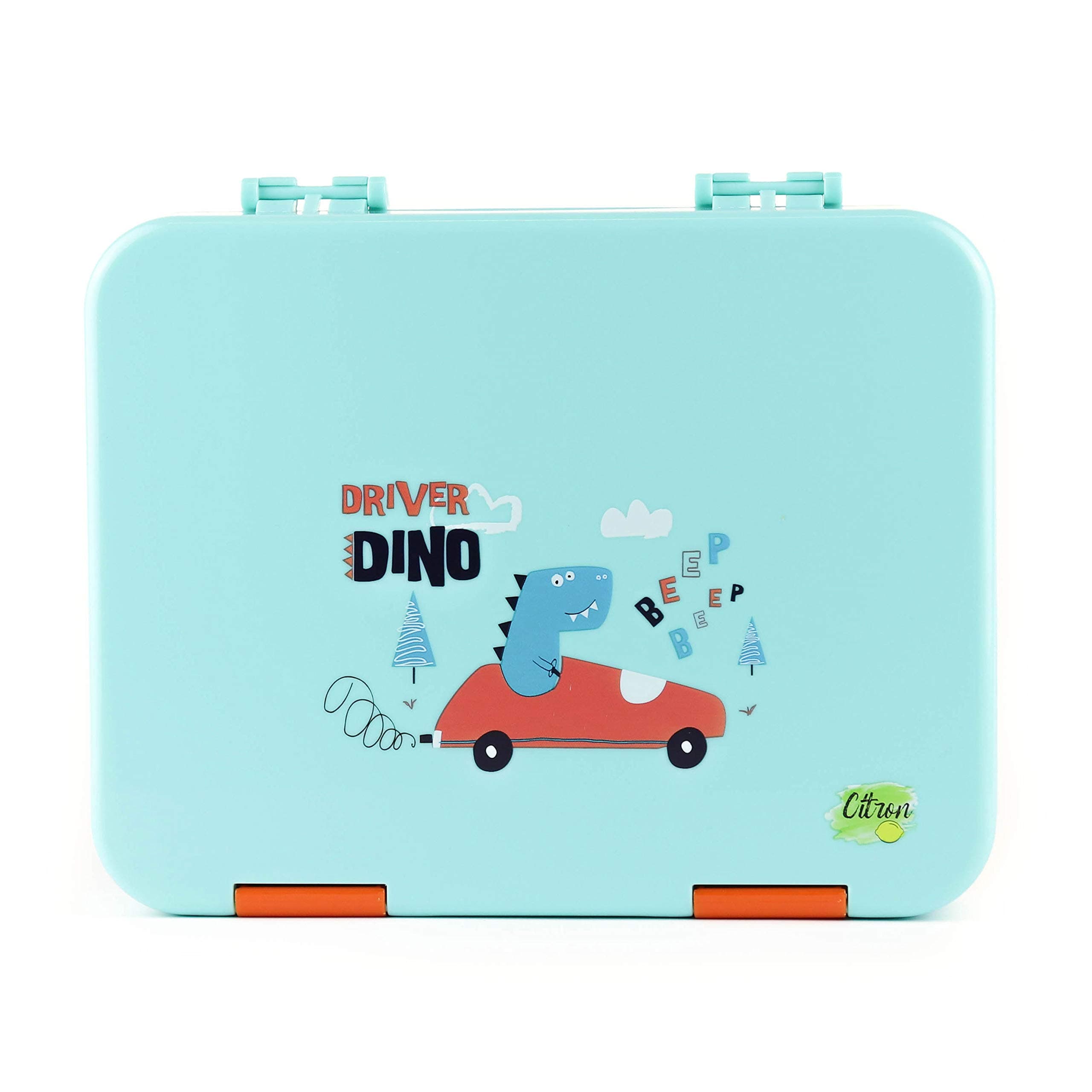 Citron Bento Lunch Box (Turquoise Dino, 6 Compartments)