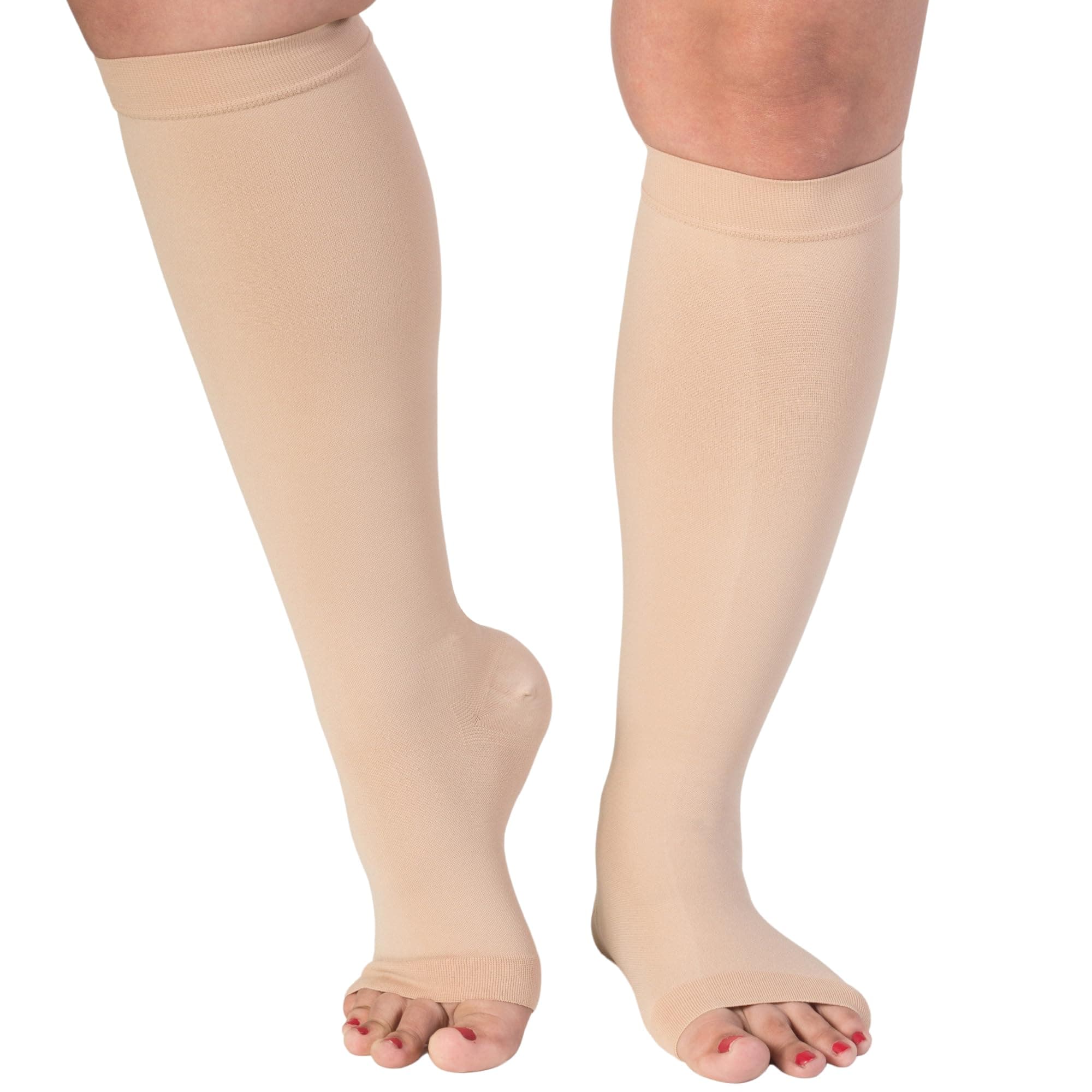 ABSOLUTE SUPPORTOpen Toe Medical Compression Socks Up to 7XL 15-20mmHg Circulation for Women & Men, A515