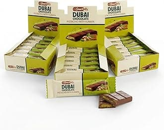 Dubai Chocolate Bar (Pack of 72) Kunafa Pistachio Bar- 27gr Total 1.43 pounds.-, Perfect for Gifting, Fresh Daily Production 72 Pieces Dubai Chocolate with Shredded Phyllo Dough Gift for Festival Celebration, Birthday, Family, Friends & Corporate Office 68.4 ounces