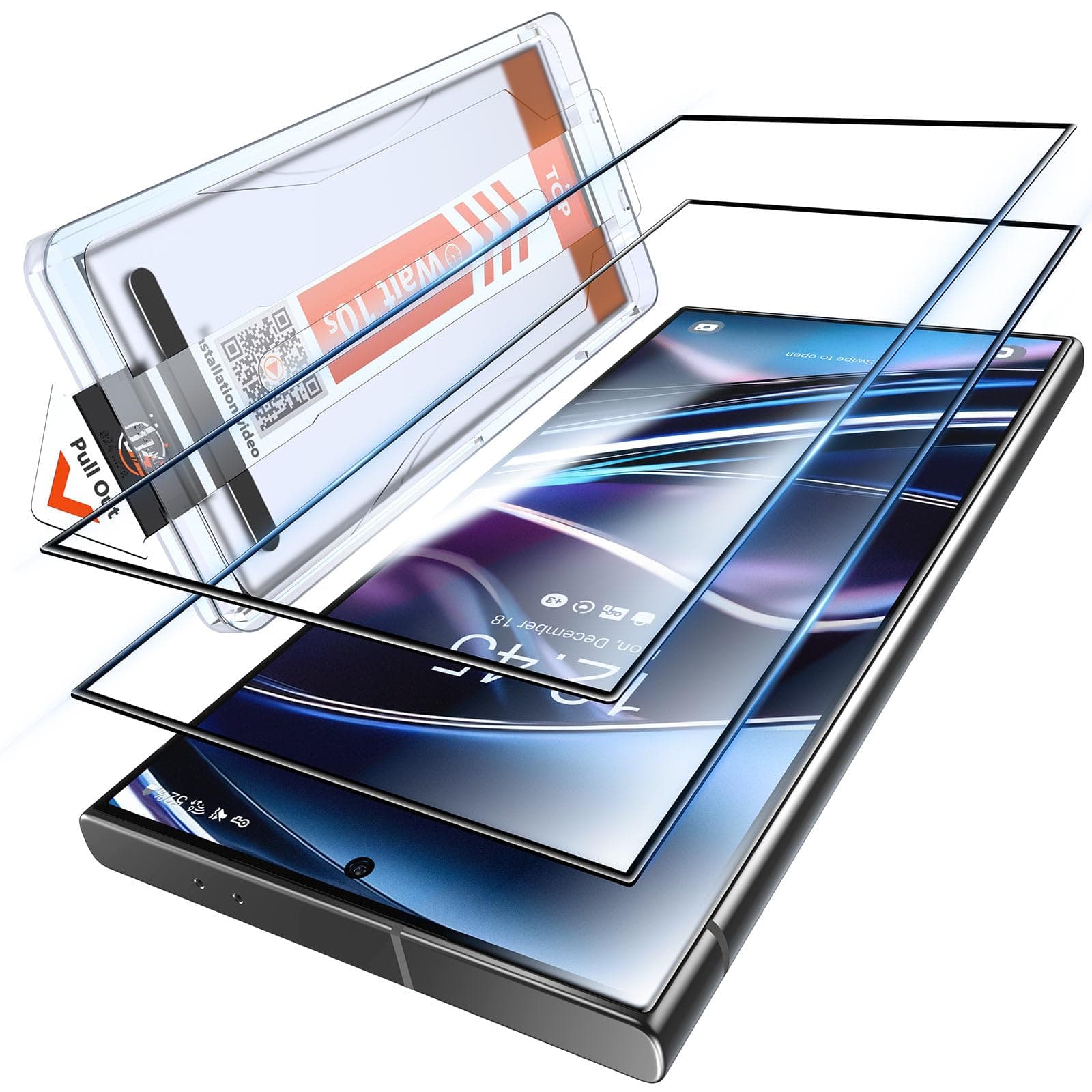 LK 2 Pack for Samsung Galaxy S24 Ultra Screen Protector Tempered Glass [Auto Dust-Elimination] -Easy Installation with Auto Alignment, Bubble-Free, Fingerprint Support, 6.8 inch