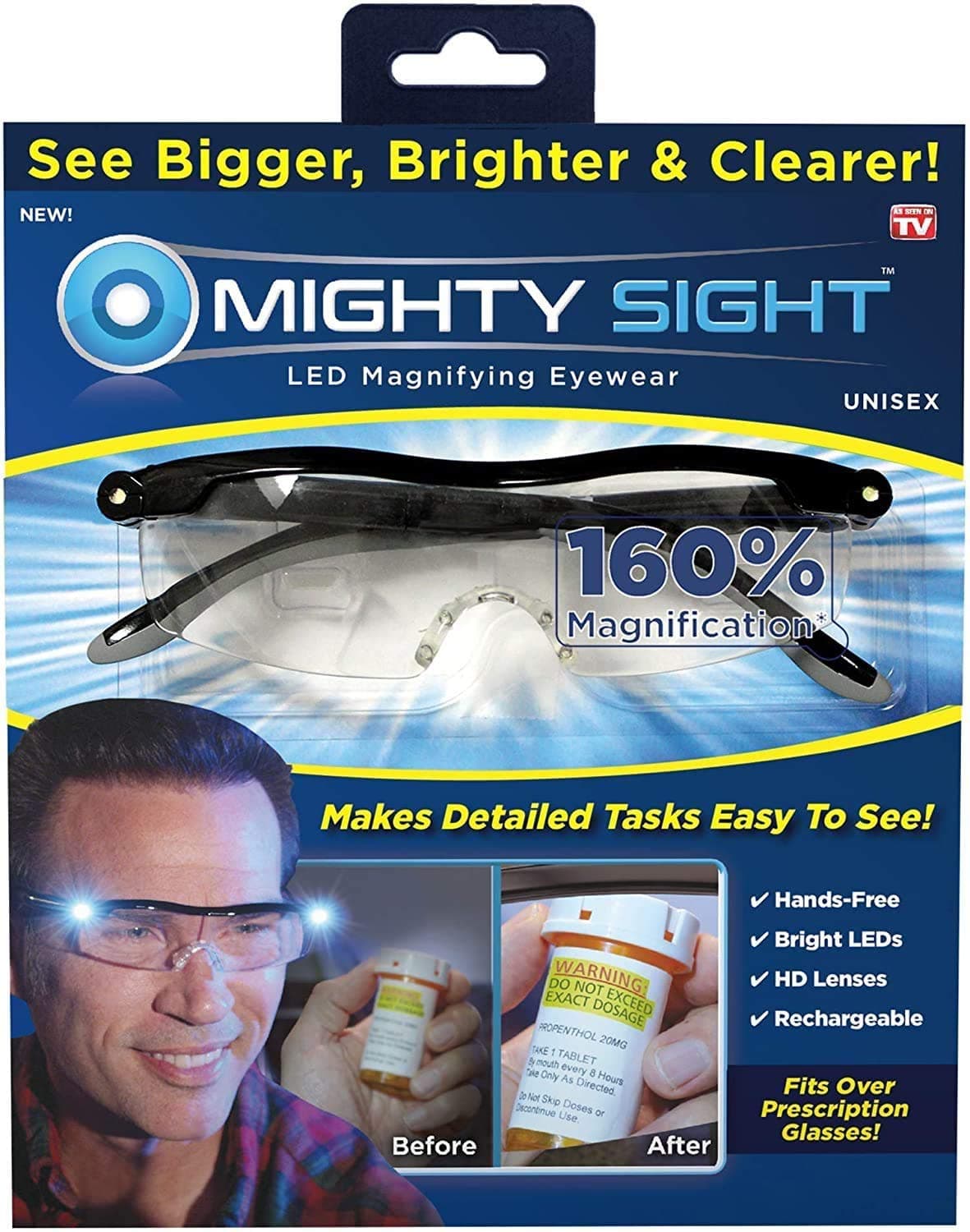 Rectangular Magnifying Eyewear, Black, Pack of 2 + 2.5