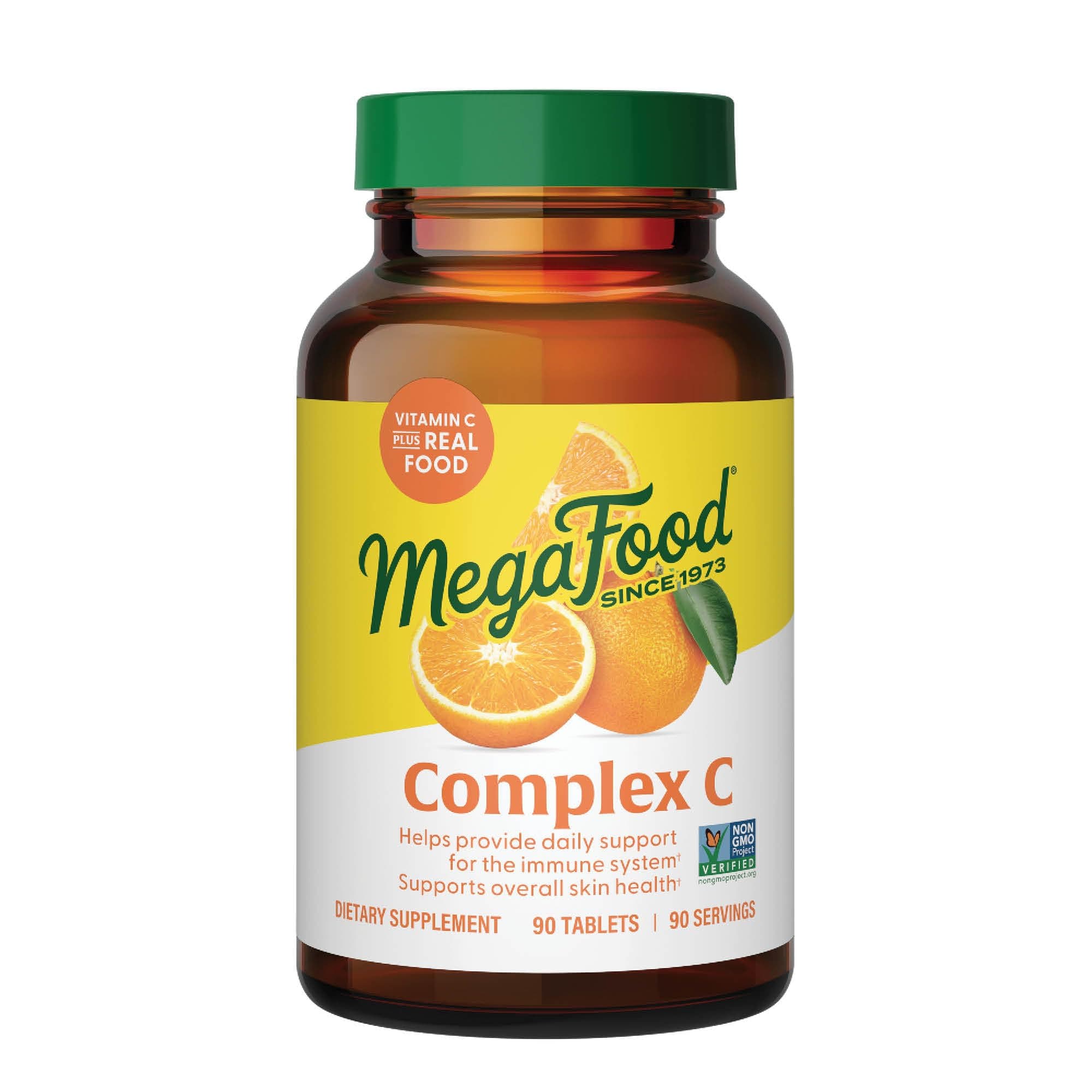 Complex C - Vegan Vitamin C Immune Support Supplement, Vitamin C Supplement Made with Real Food Including Orange, Cranberry & Brown Rice, Gluten-Free - 90 Tablets, 90 Servings