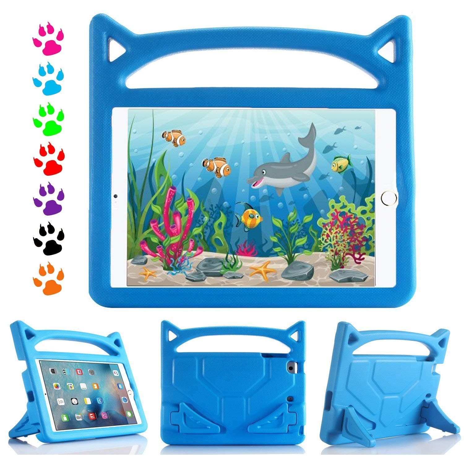Carry Handle iPad MINI New Case Stand Holder EVA Foam Shock Proof for Kids Bumper Protector Defender Case BLUE