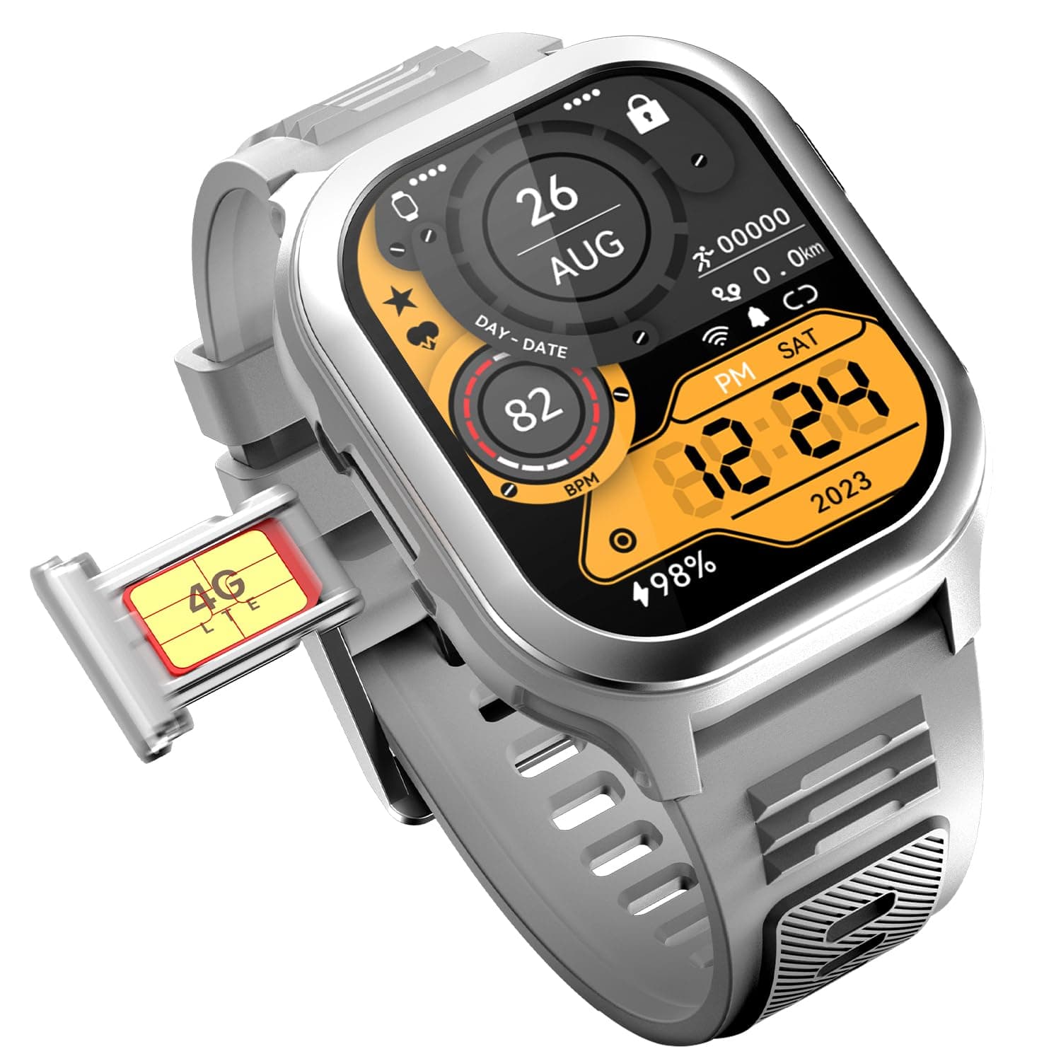 Fire-Boltt 4G Pro Volte Calling Smart Watch- 2.02” TFT Display, 4G Nano-SIM GPS, Health Suite, Sports Modes, 400mAh Battery (Gray)