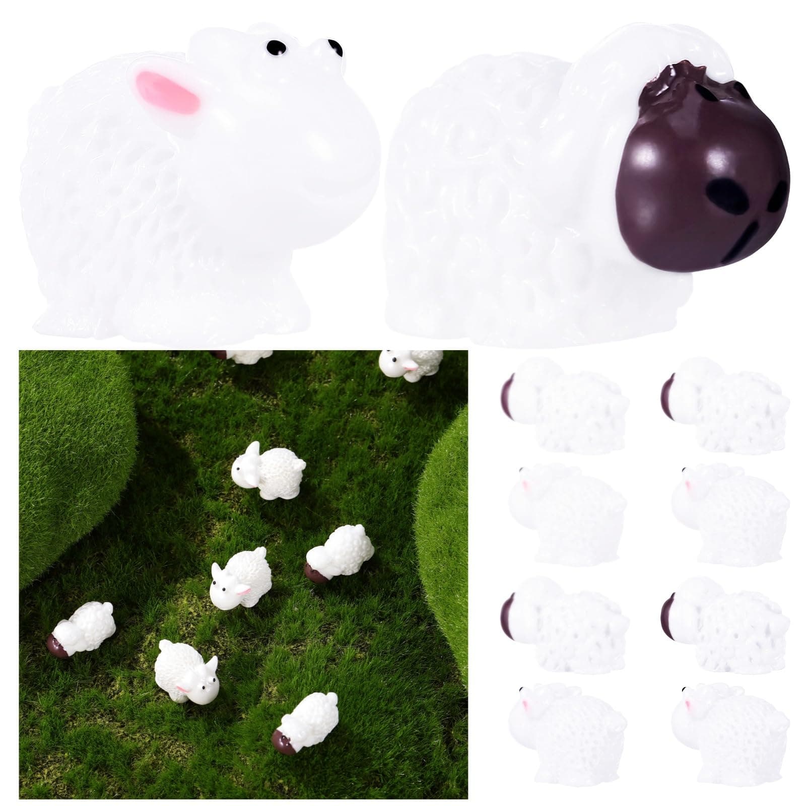 VICASKY 30 Pieces Mini Sheep Figures, Miniature Sheep Moss Micro Landscape Ornament Garden Mini Resin Sheep Statue Miniature Garden Share Mini Sheep White Sheep Figures Cute Sheep Statue Vivid