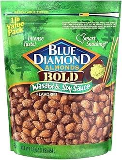Blue Diamond Almonds Wasabi & Soy Sauce Flavored Snack Nuts, 16 Oz Resealable Bag (Pack of 1)