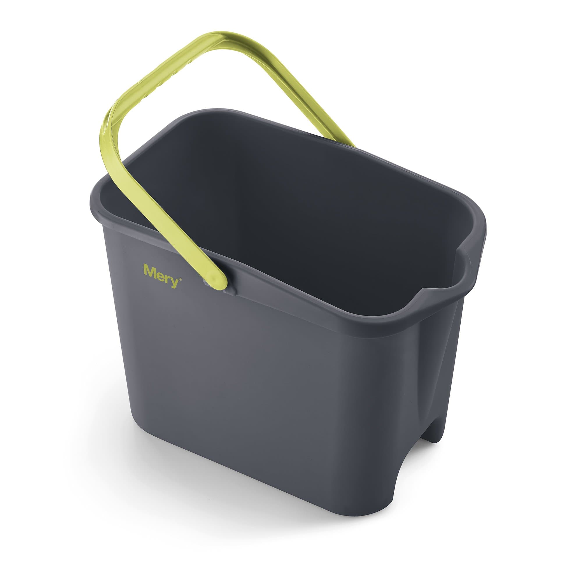 Mery 0317.32 Rectangular Bucket, 14 Litres, Polypropylene, Grey and Lime, 23.5 x 37.5 x 26.5 cm
