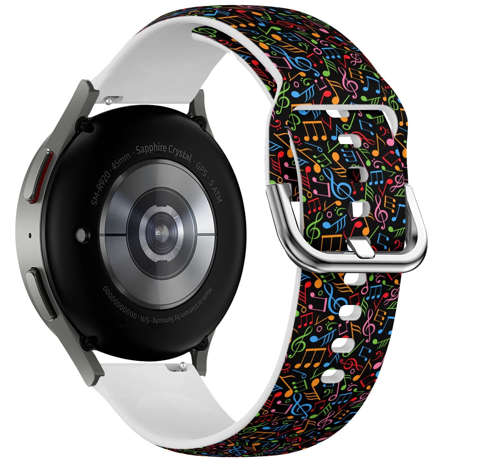 HoneexyBand, (Music Notes Pattern) Compatible with Samsung Galaxy Watch 5 / PRO, Galaxy Watch 4 Classic, Flexible Soft Silicone Watch Strap Bracelet Wristband