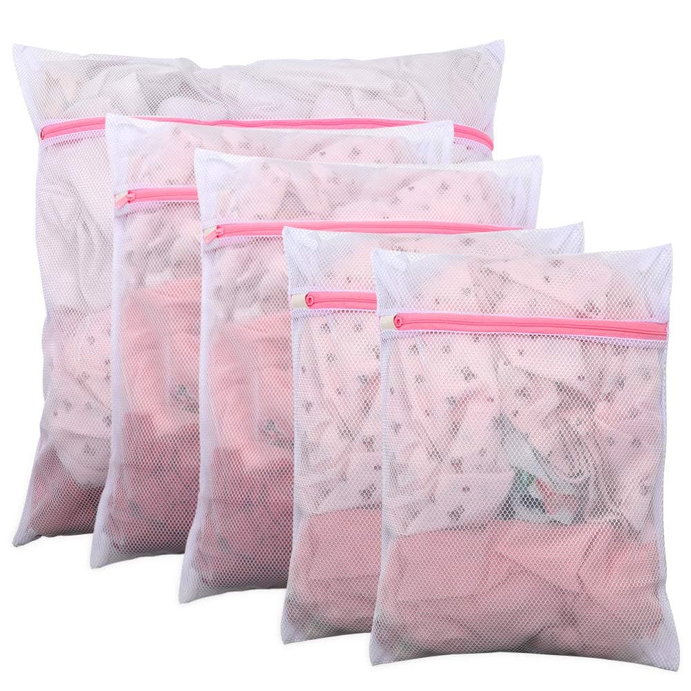 LEARJA Mesh Laundry Bag with Zipper, Washing Machine Bag for Delicates, Lingerie, Blouse, Bra, Hosiery, Stocking, Underwear, Travel Storage Organize Bags(5 Set)