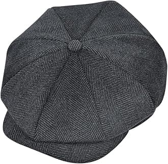 jerague Wool Newsboy Cap for Men Women - Classic Vintage Gatsby Lvy Cabbie Hat Flat Beret Cap Adjustable Size