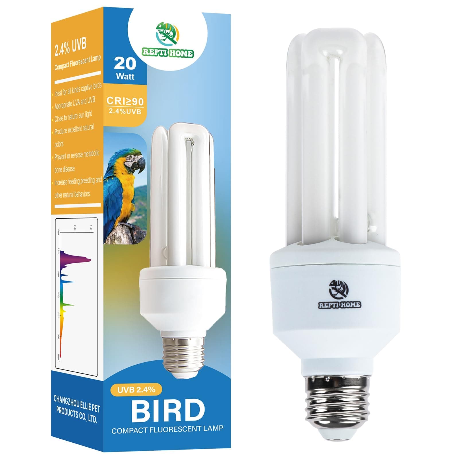 UVA UVB Light Bulb for Birds 2.4 UVB 20W Compact Flourescent Lamp for All Kinds Captive Birds