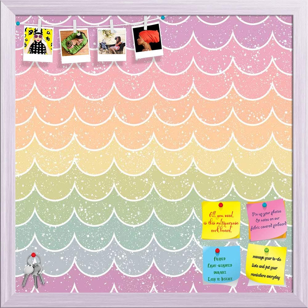 ArtzFolio Wavey | Bulletin Board Notice Pin Board | Vision Soft Board Combo with Thumb Push Pins & Sticky Notes | White Frame | 24 x 24 inch (61 x 61 cms)