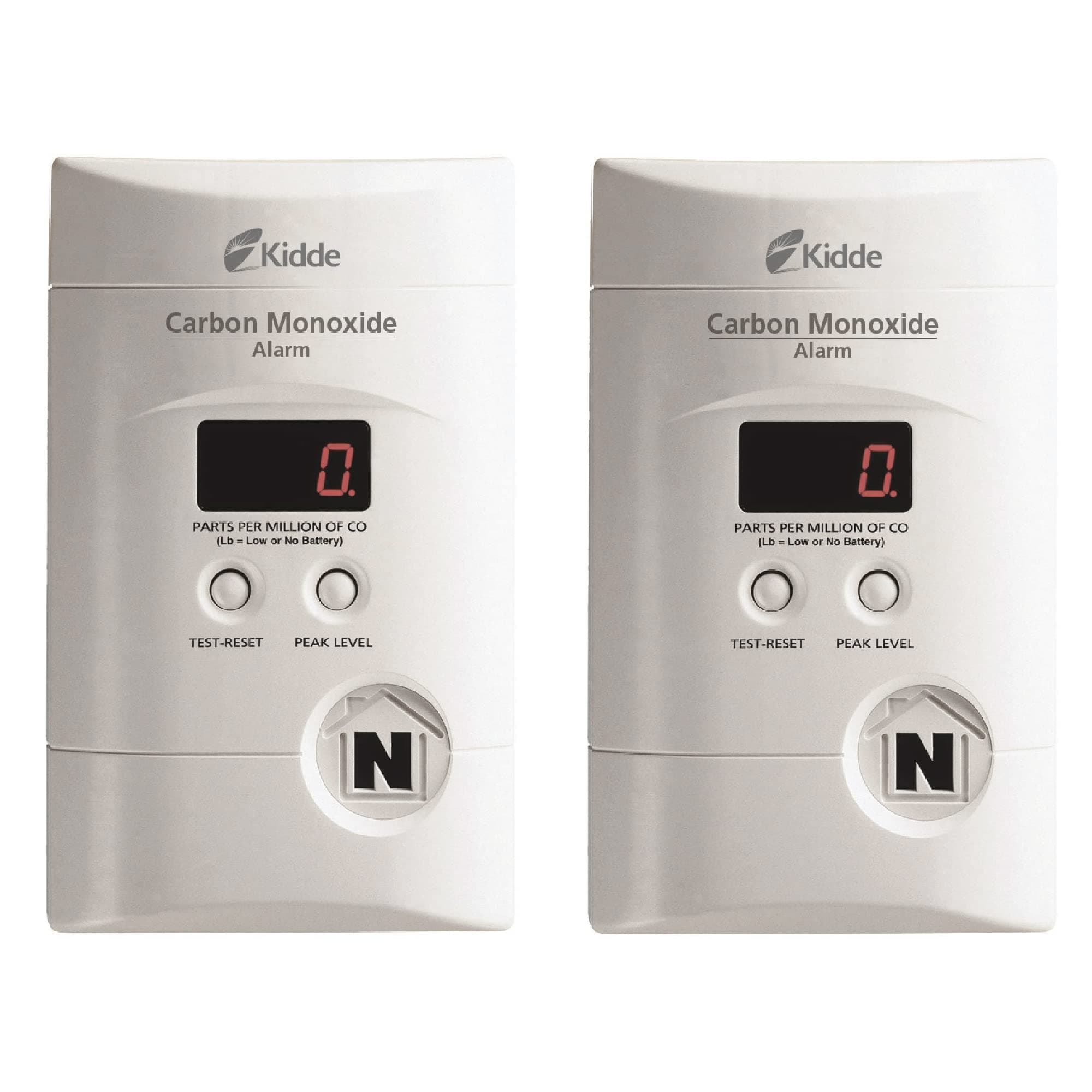 Carbon Monoxide Detector, Plug In Wall with 9-Volt Battery Backup, Digital LED Display - 2 Pack