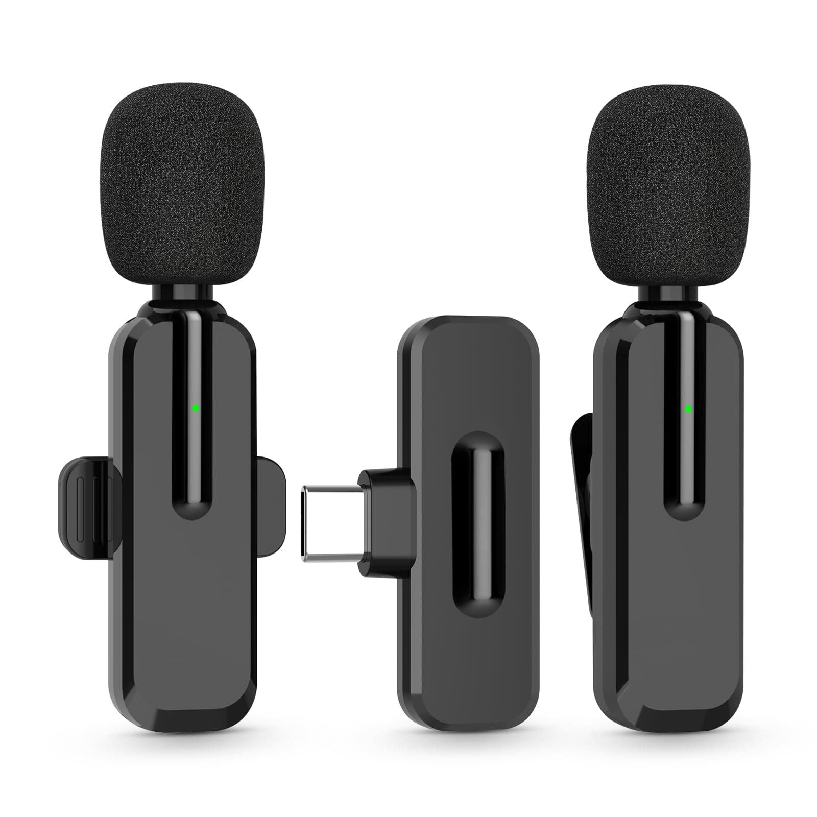 MAYBESTA Wireless Mini Microphone for iPhone 15 - Bluetooth Lavalier Android Mic for YouTube Video Recording, Clip-on USB C Phone Microphones for Tiktok Vlog Livestream Podcast