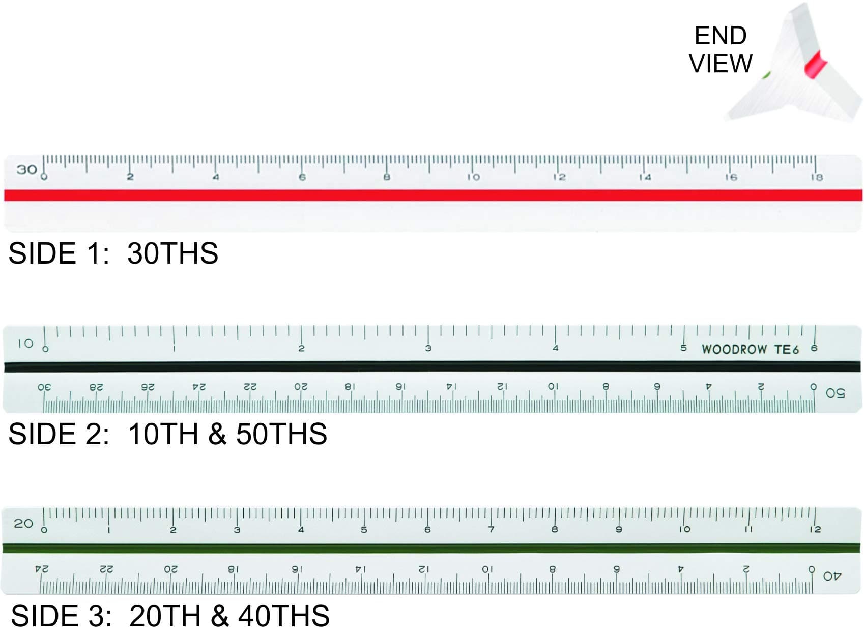 Woodrow 6 Inch Civil Engineering Triangular Scale Ruler