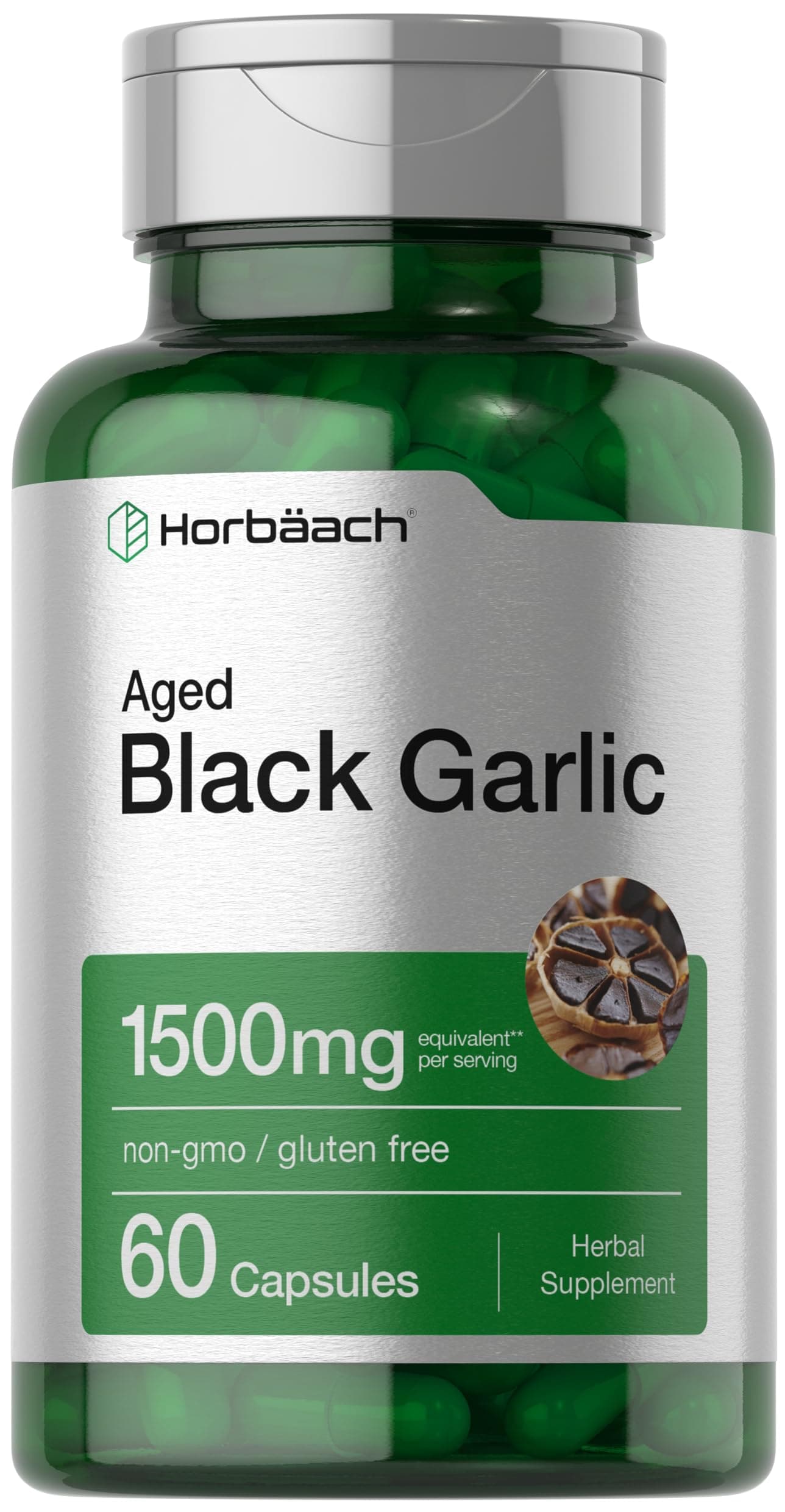 Horbäach Aged Garlic Extract Capsules | 60 Count | Fermented Supplement | Non-GMO, Gluten Free