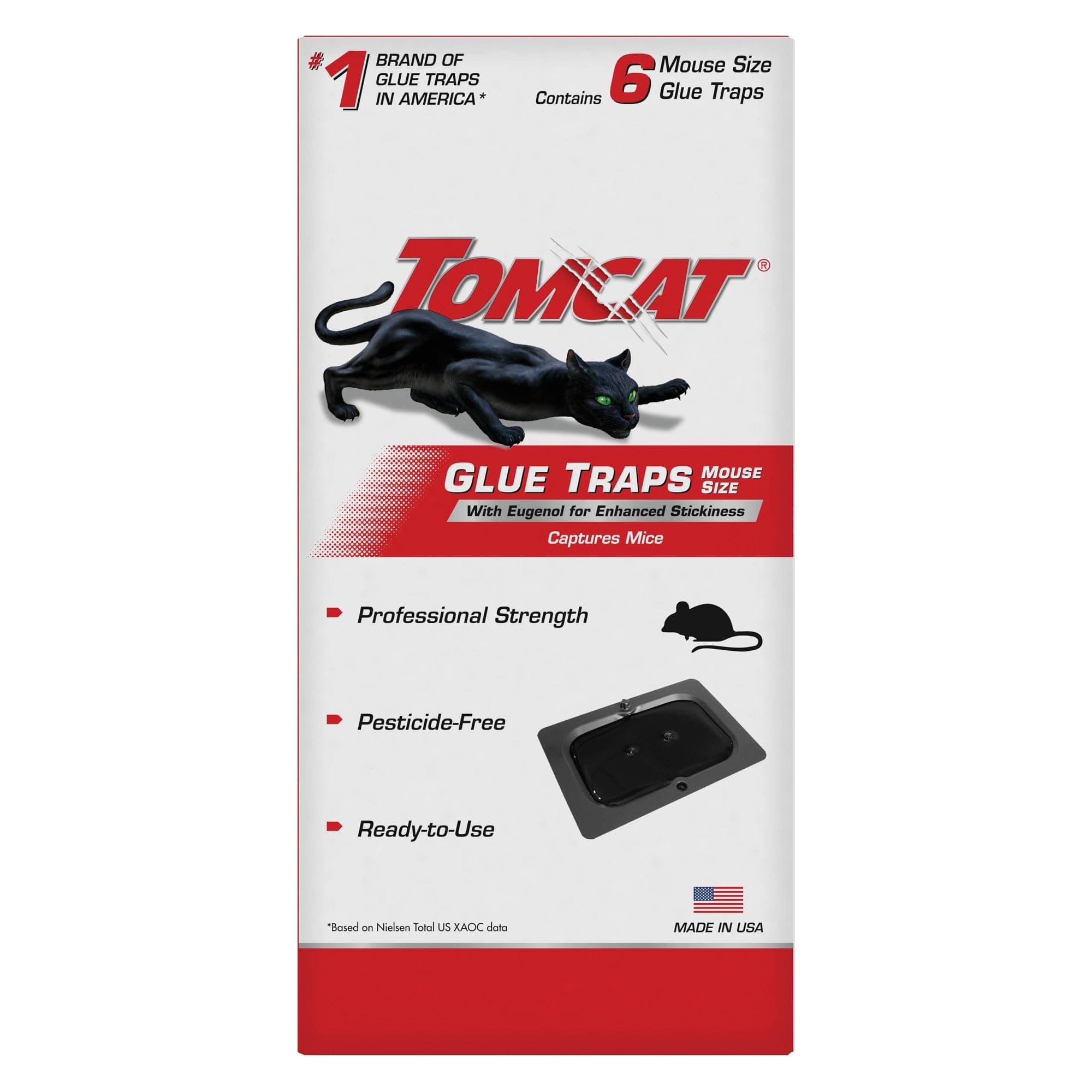 Tomcat Glue Traps Mouse Size with Eugenol for Enhanced Stickiness - Sticky Pads For Mice, Cockroaches, and Spiders, 6 Traps